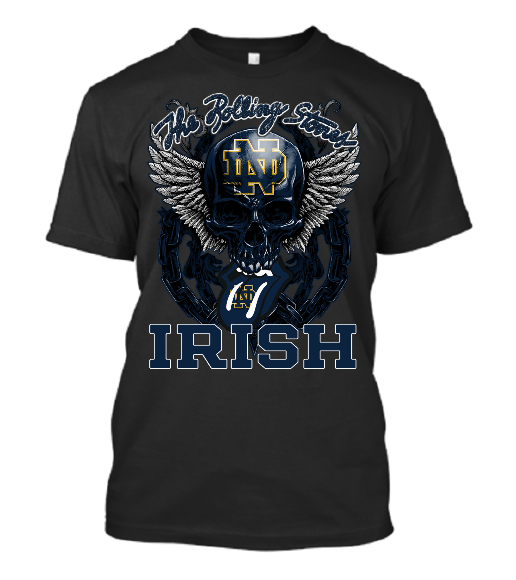 The Rolling Stones Notre Dame Nd Irish Skull Wings T-Shirt