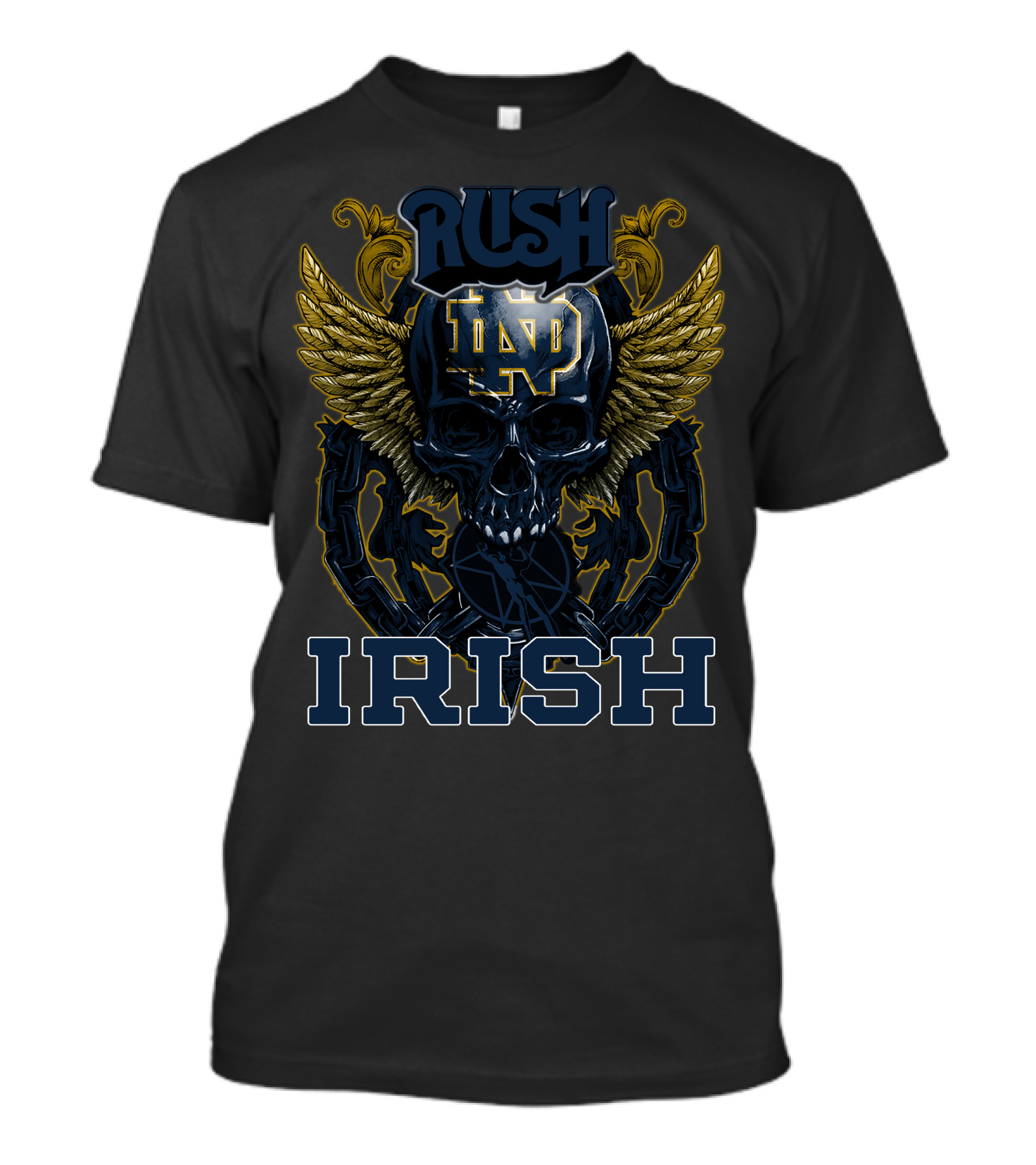 Rush Notre Dame ND Skull Wings Irish T-Shirt