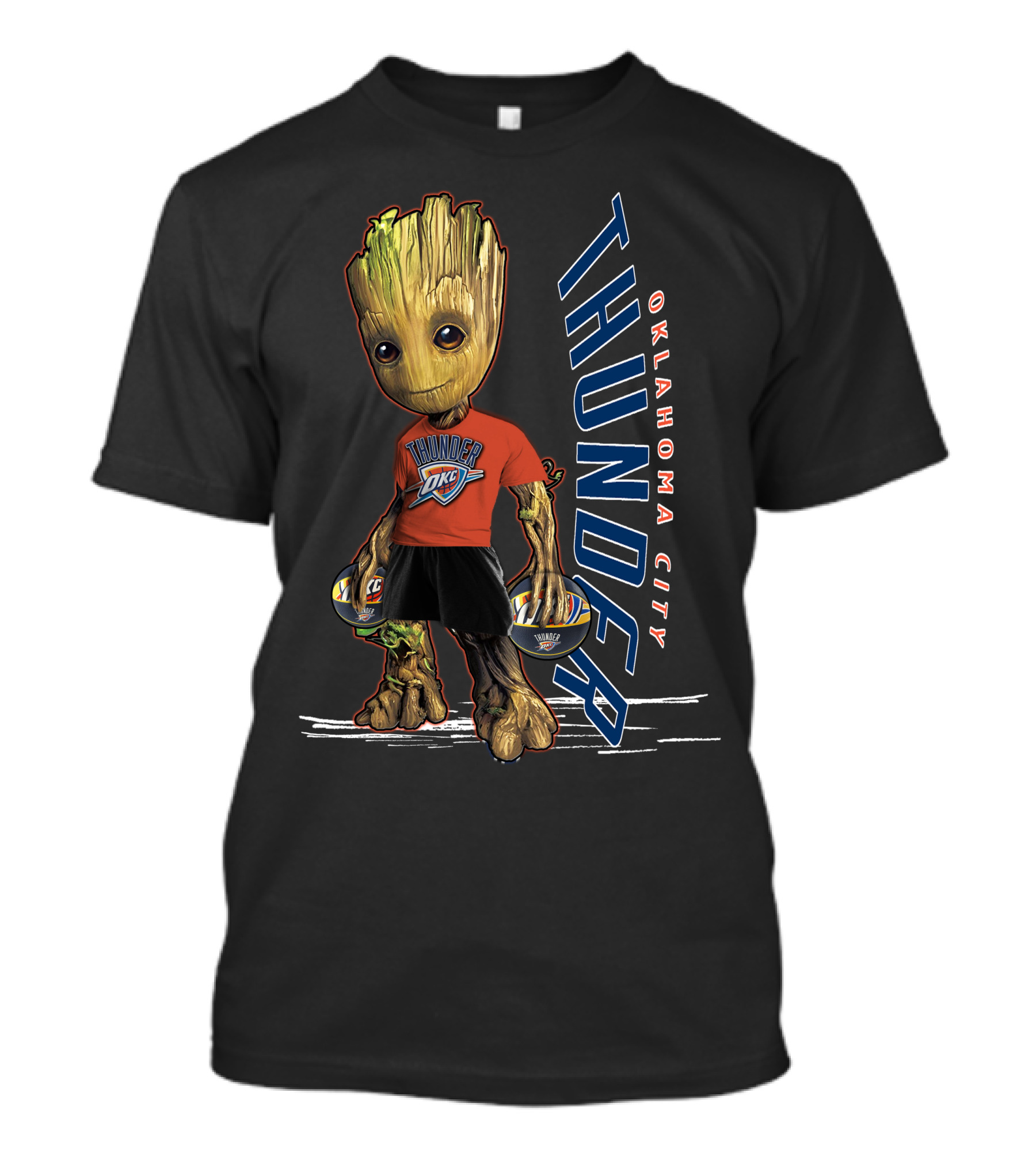 Groot Holding Oklahoma City Thunder Basketballs T-Shirt