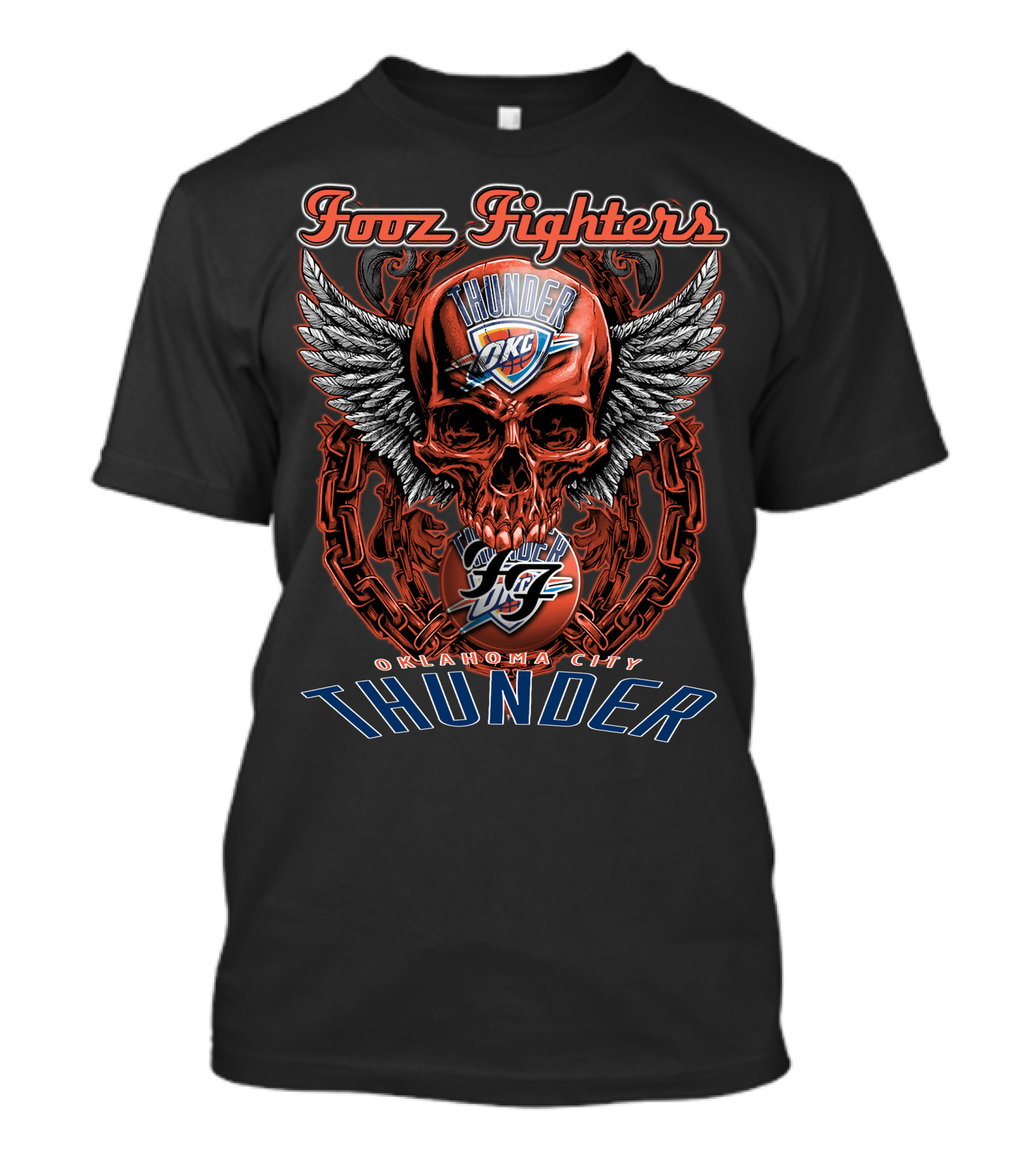 Foo Fighters Oklahoma City Thunder OKC Skull Wings T-Shirt