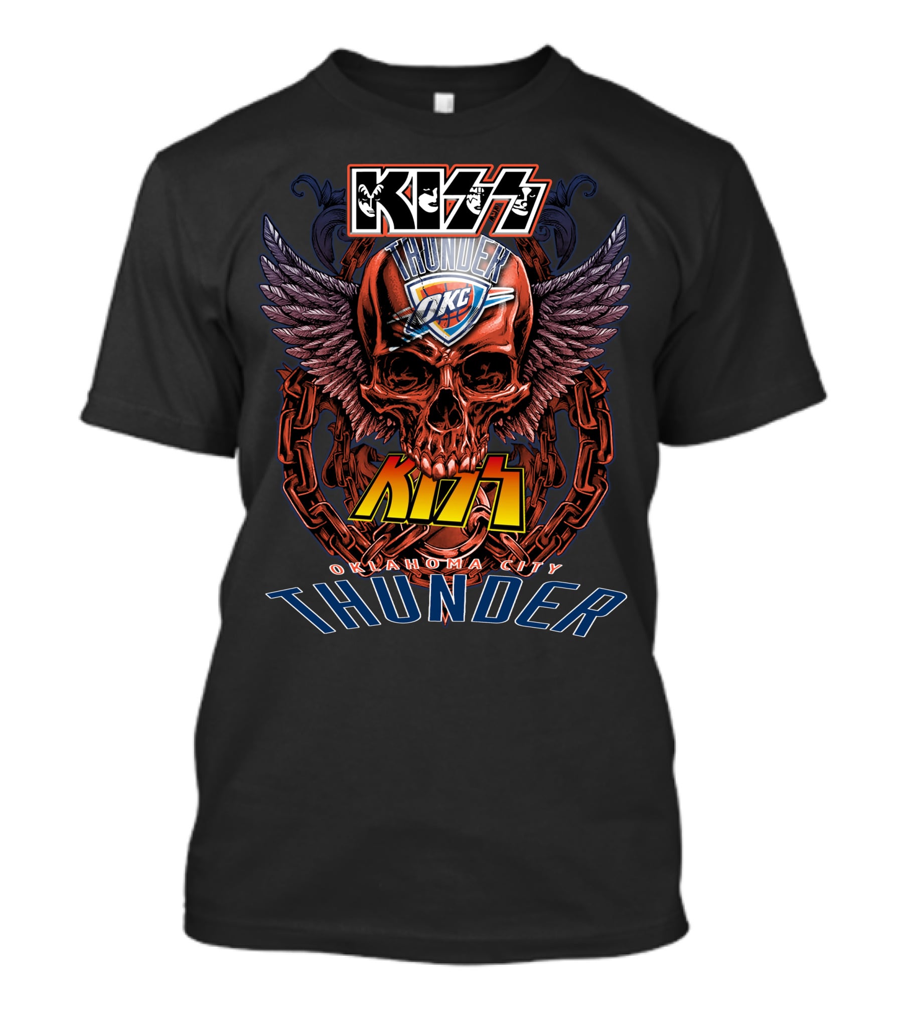 Kiss Oklahoma City Thunder Skull Wings T-Shirt