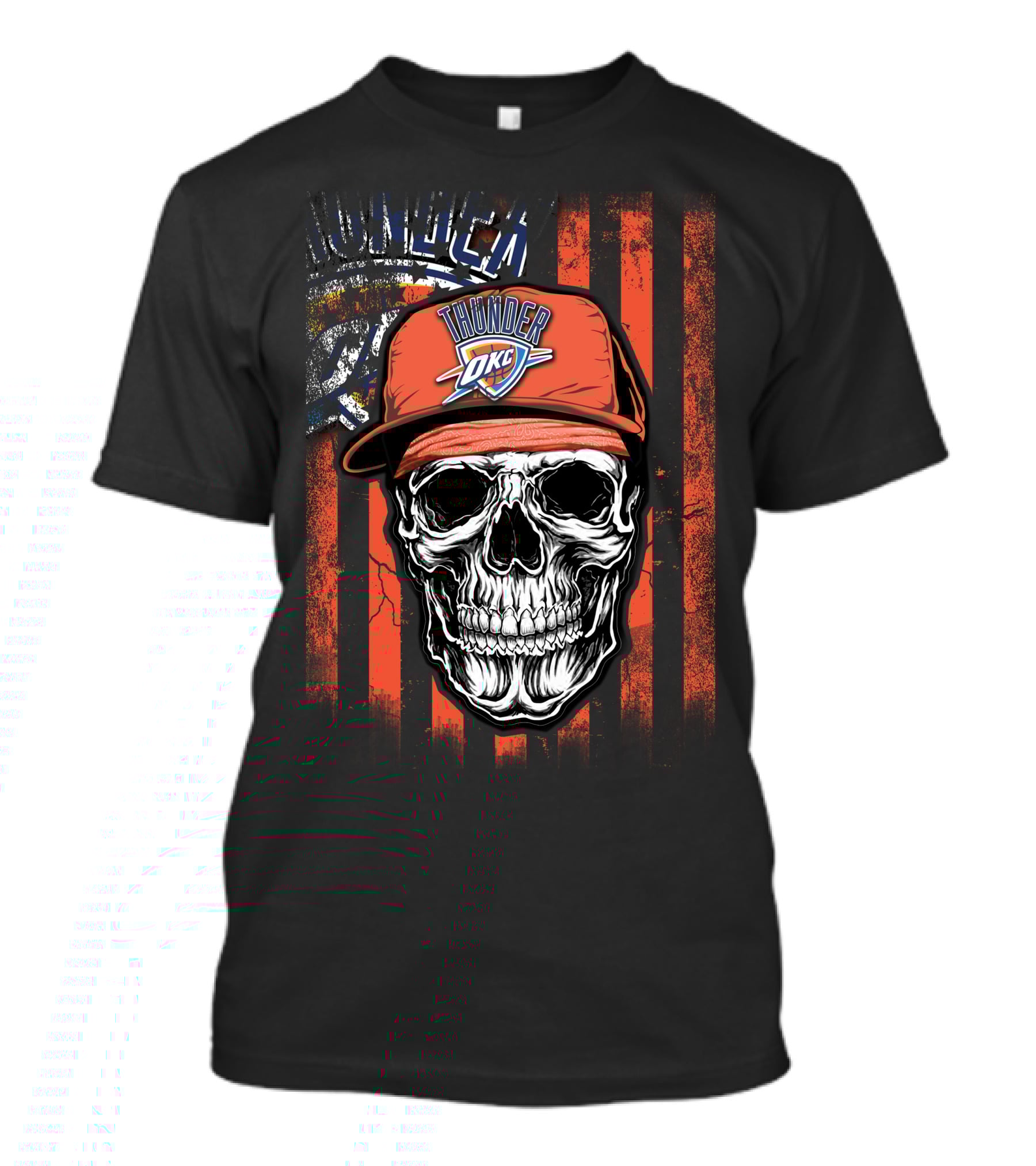 Skull Wearing Oklahoma City Thunder Cap With OKC Logo On T-Shirt