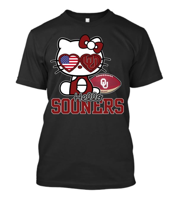 Hello Kitty Oklahoma Sooners Football American Flag T-Shirt