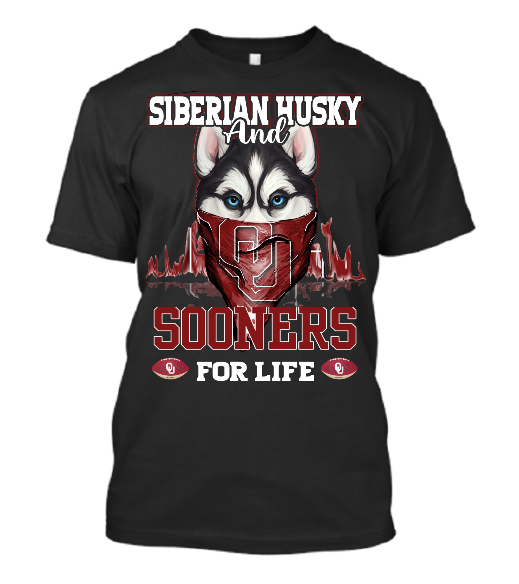 Siberian Husky And Sooners For Life OU Football T-Shirt