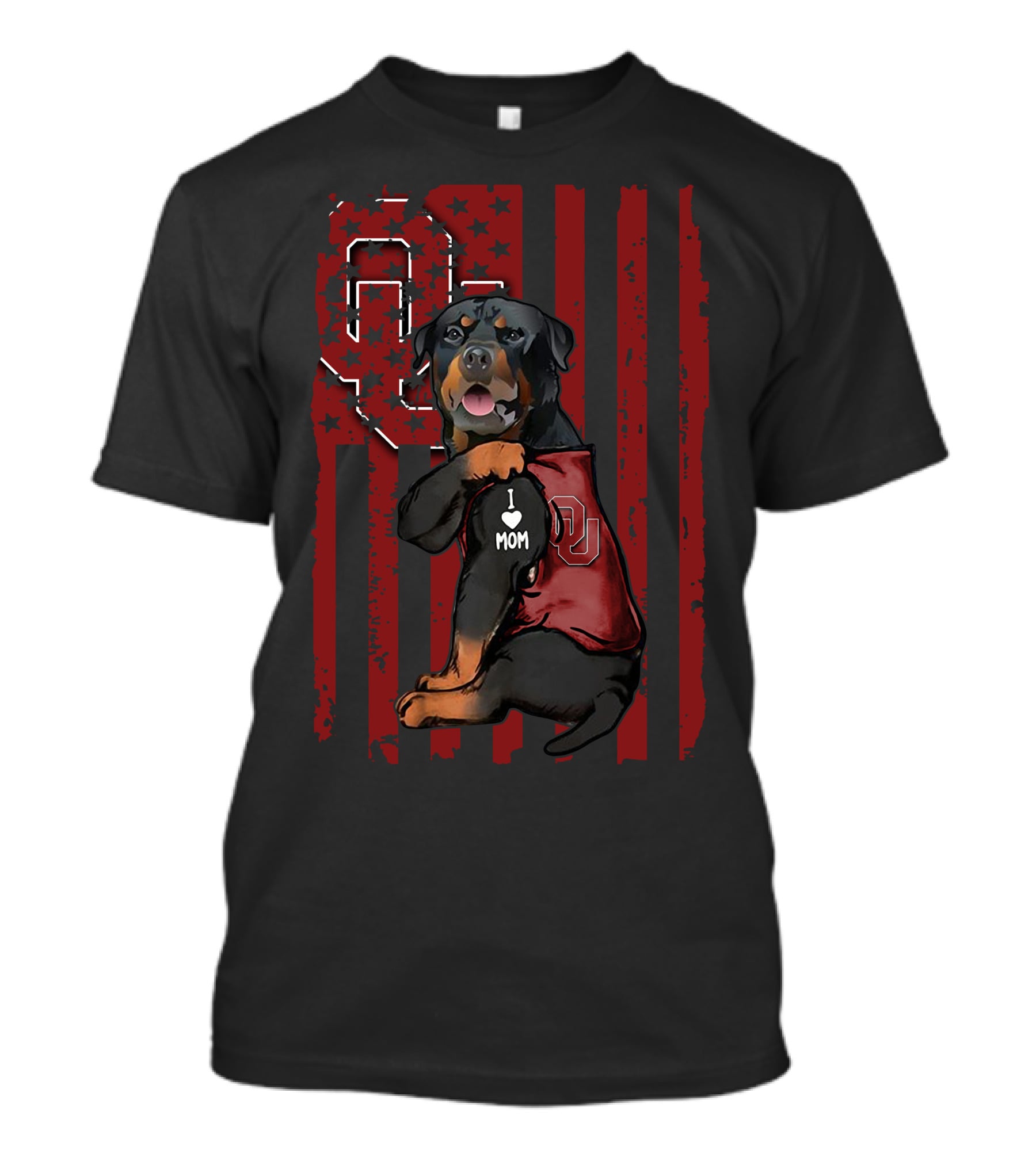 Rottweiler OU Sooners I Love Mom Patriotic T-Shirt