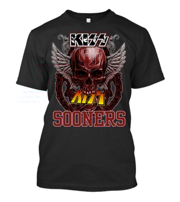 Kiss Oklahoma Sooners OU Skull Wings T-Shirt