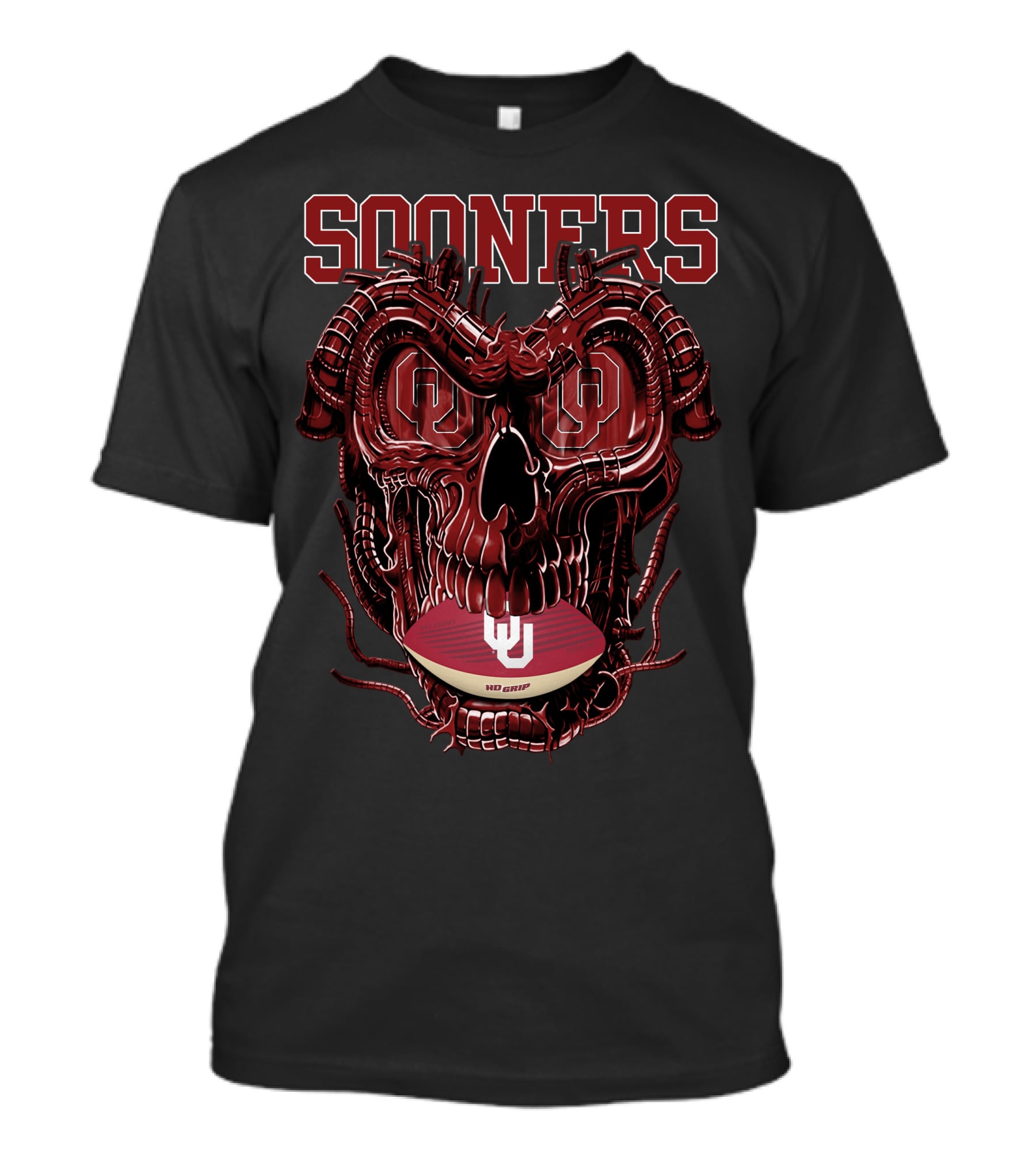 Sooners Dragonskull Football OU Logo Skull T-Shirt