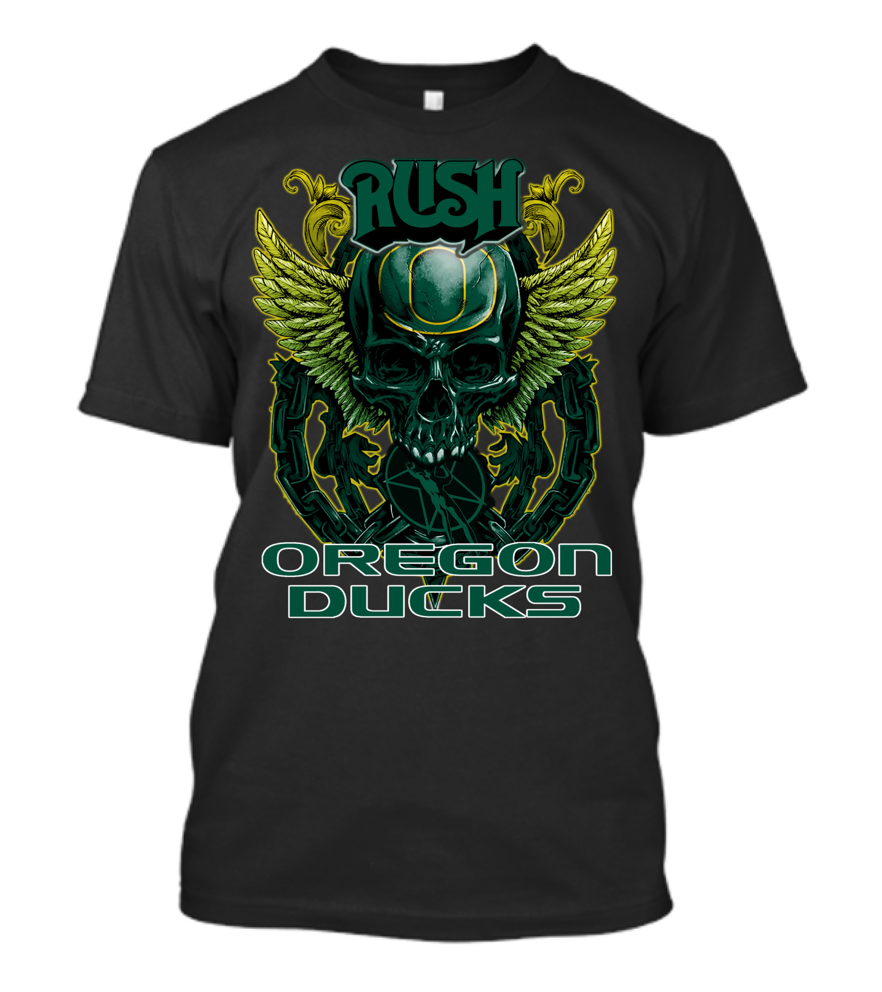 Rush Oregon Ducks Winged Skull Emblem T-Shirt