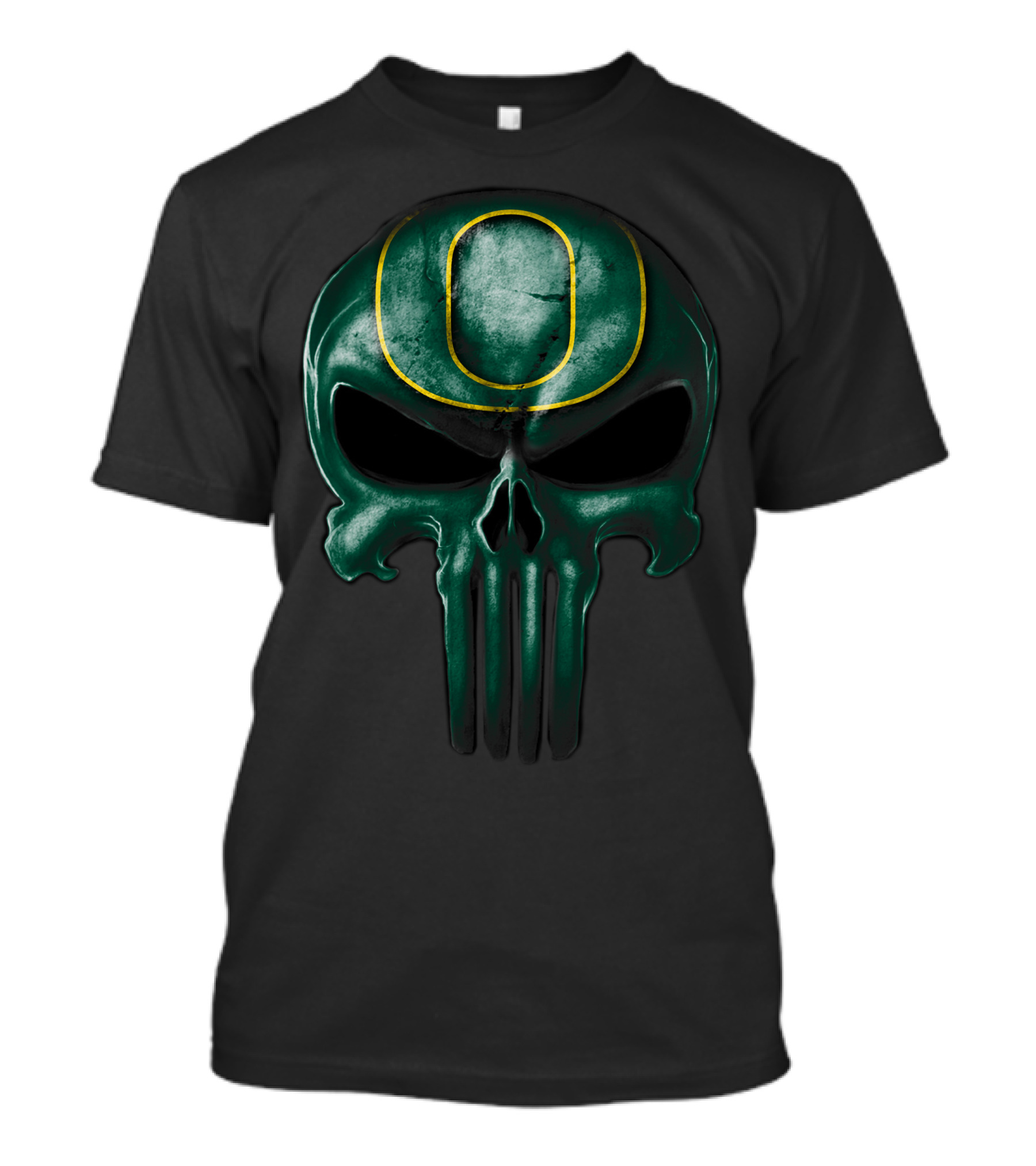 Skull Oregon Ducks Logo Dark Green T-Shirt