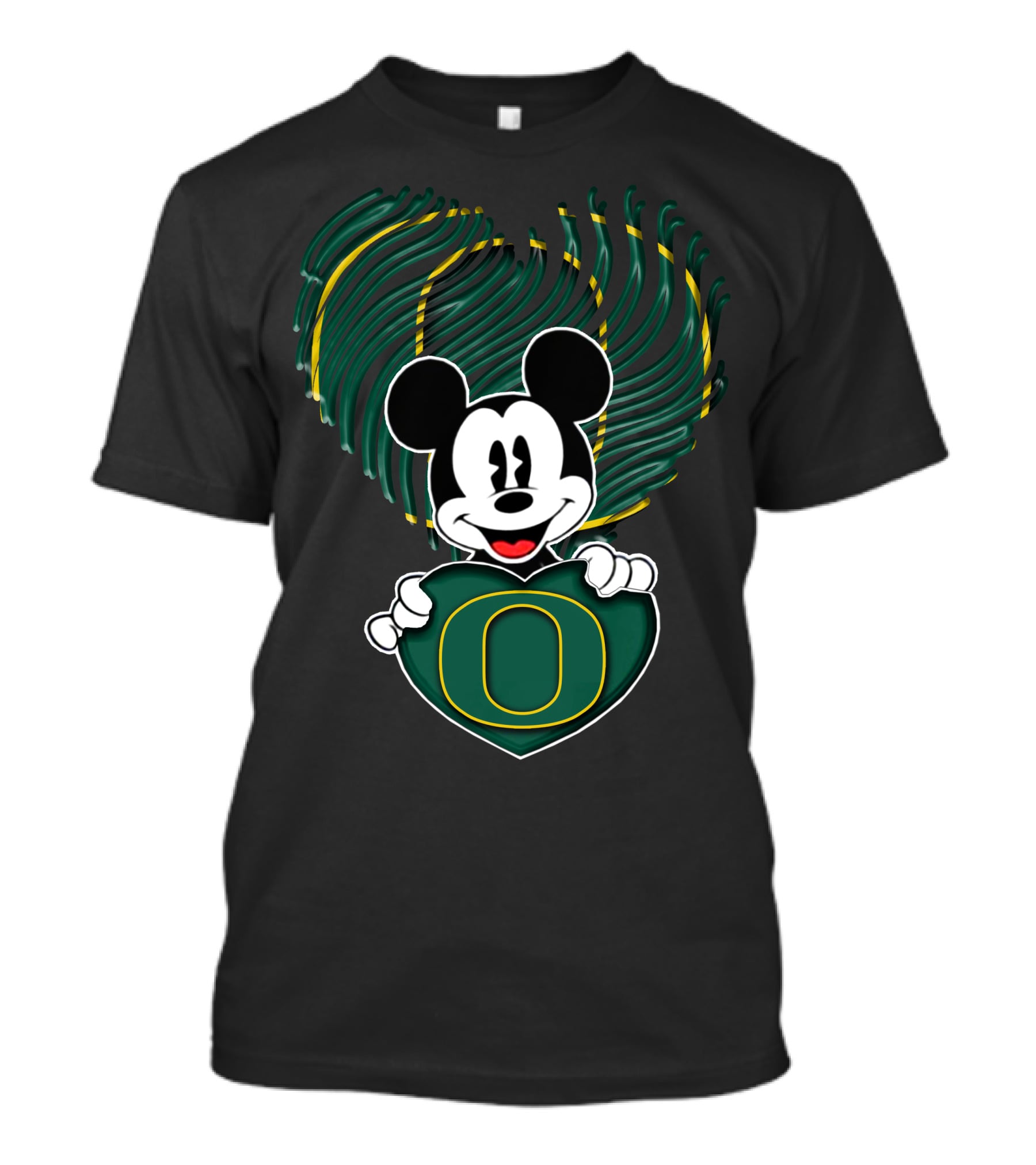 Mick Oregon Ducks Fingerprint Heart T-Shirt