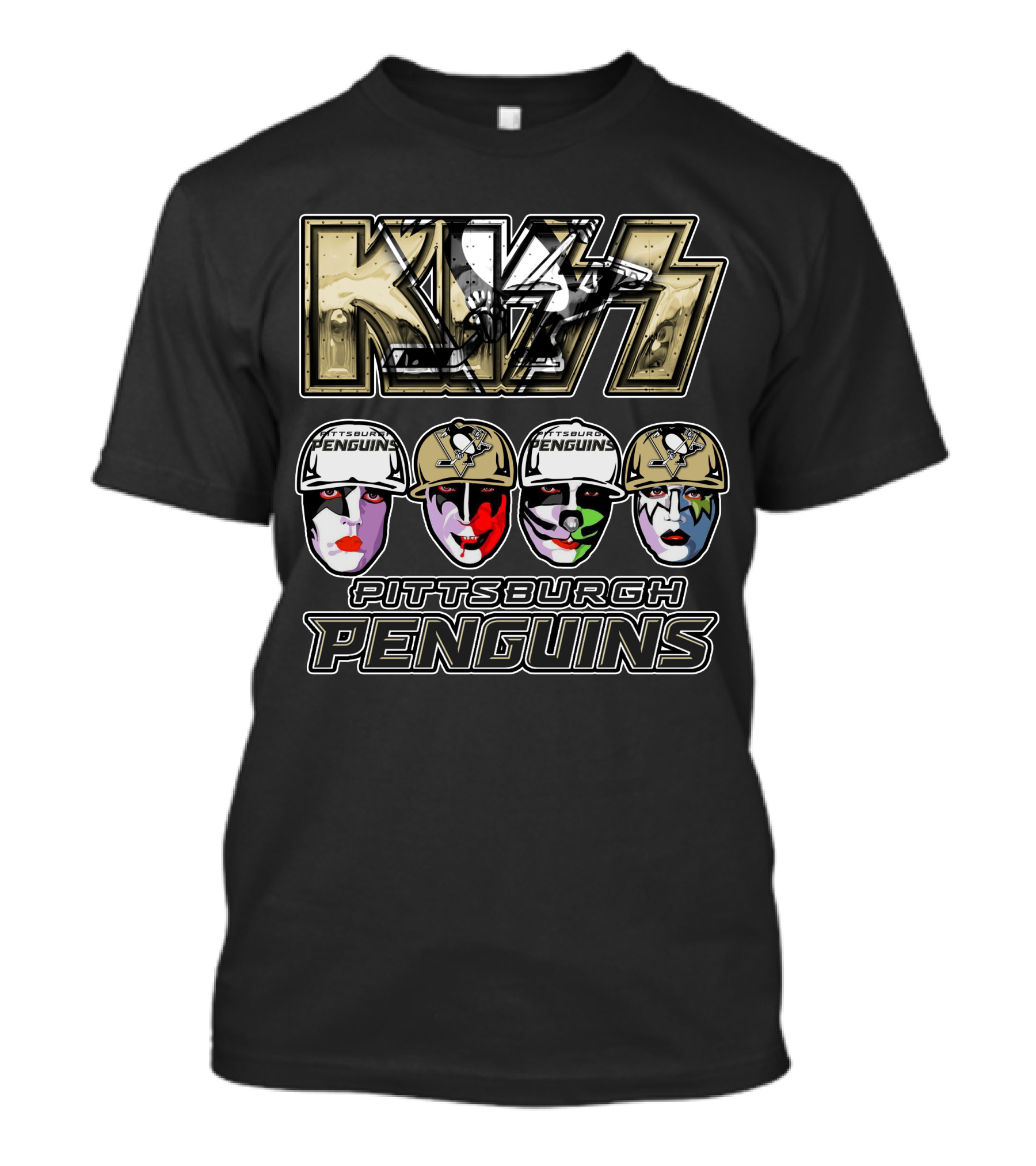 Kiss Pittsburgh Penguins Face Paint Hockey Collaboration T-Shirt