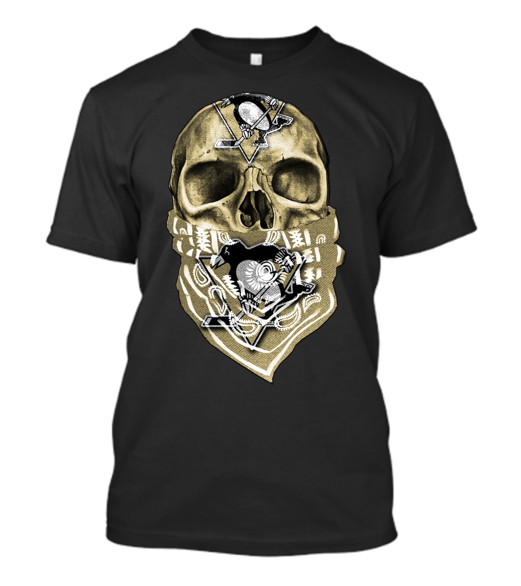 Skull Pittsburgh Penguins Hockey Bandana T-Shirt