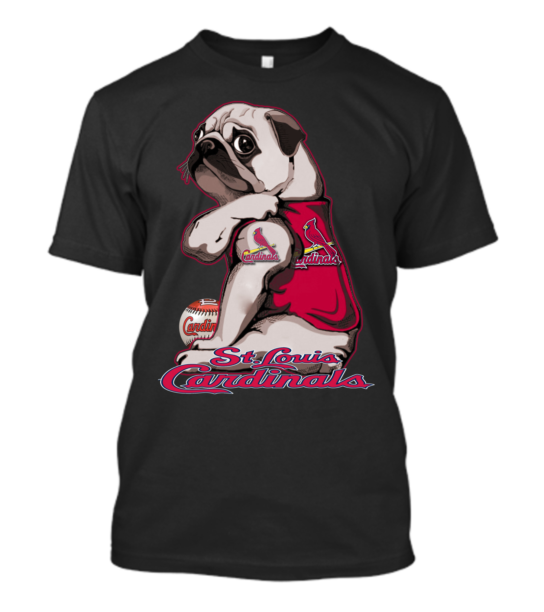 St. Louis Cardinals Pug With Baseball T-Shirt