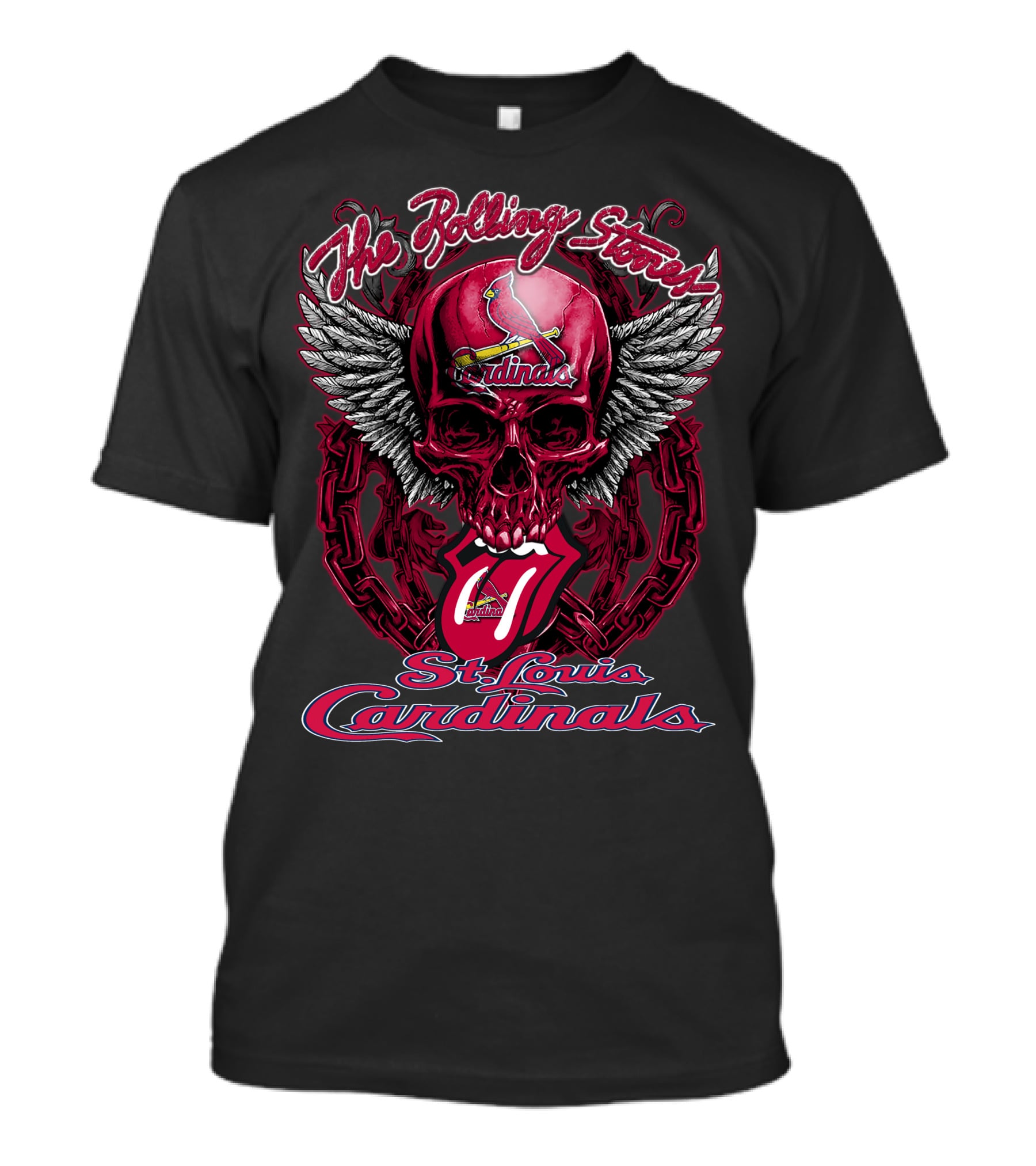 The Rolling Stones St. Louis Cardinals Skull And Wings T-Shirt