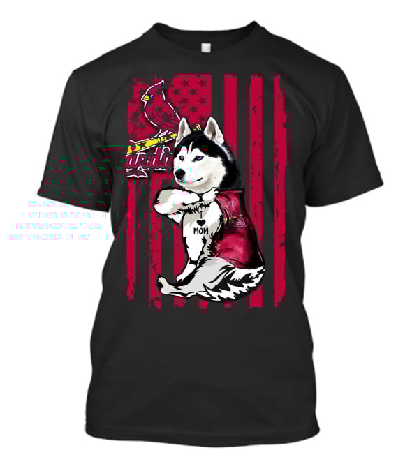 Siberian Husky St. Louis Cardinals Fan With Love Mom Tattoo T-Shirt