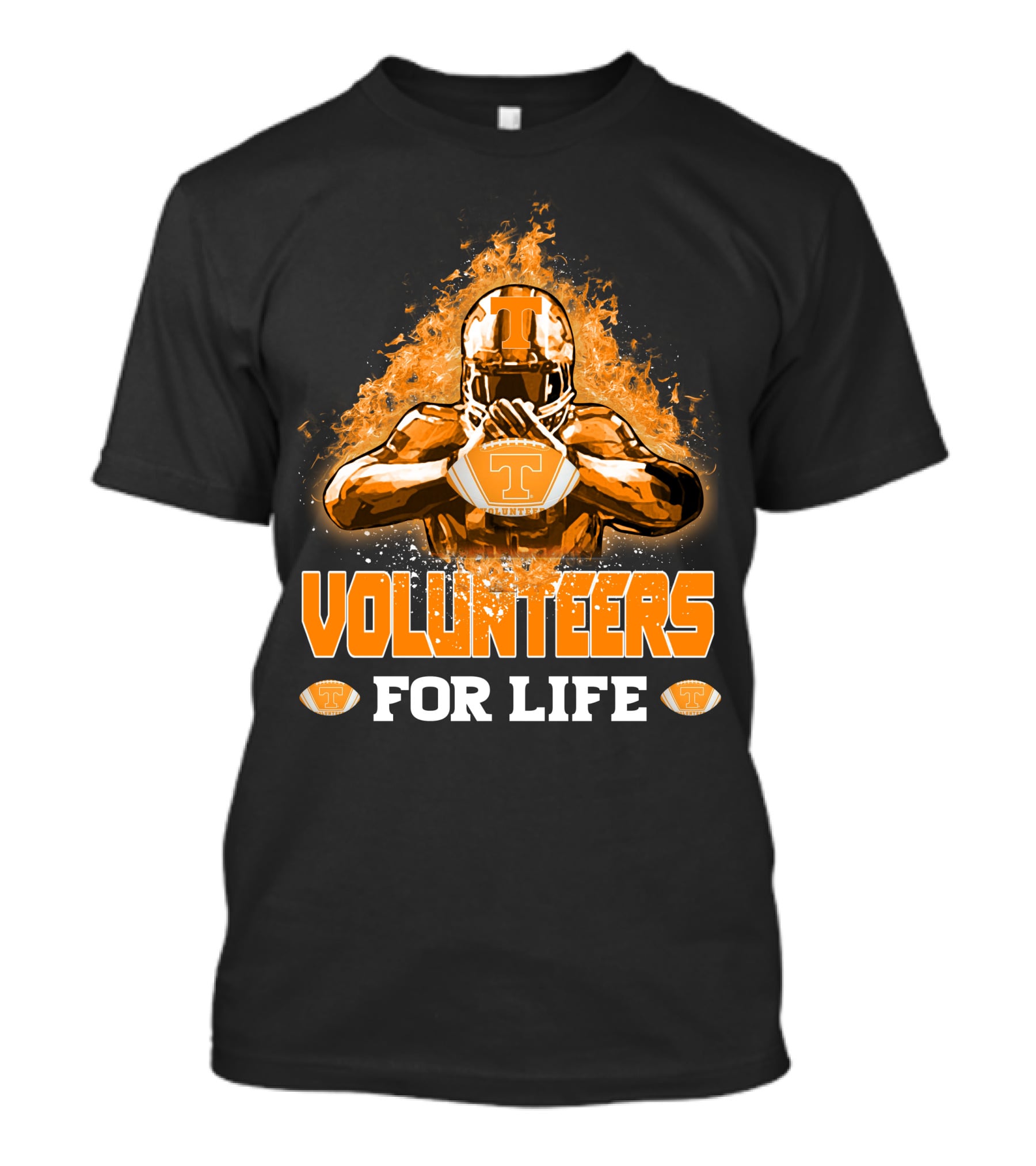 Volunteers For Life Tennessee Football Player Flames T-Shirt