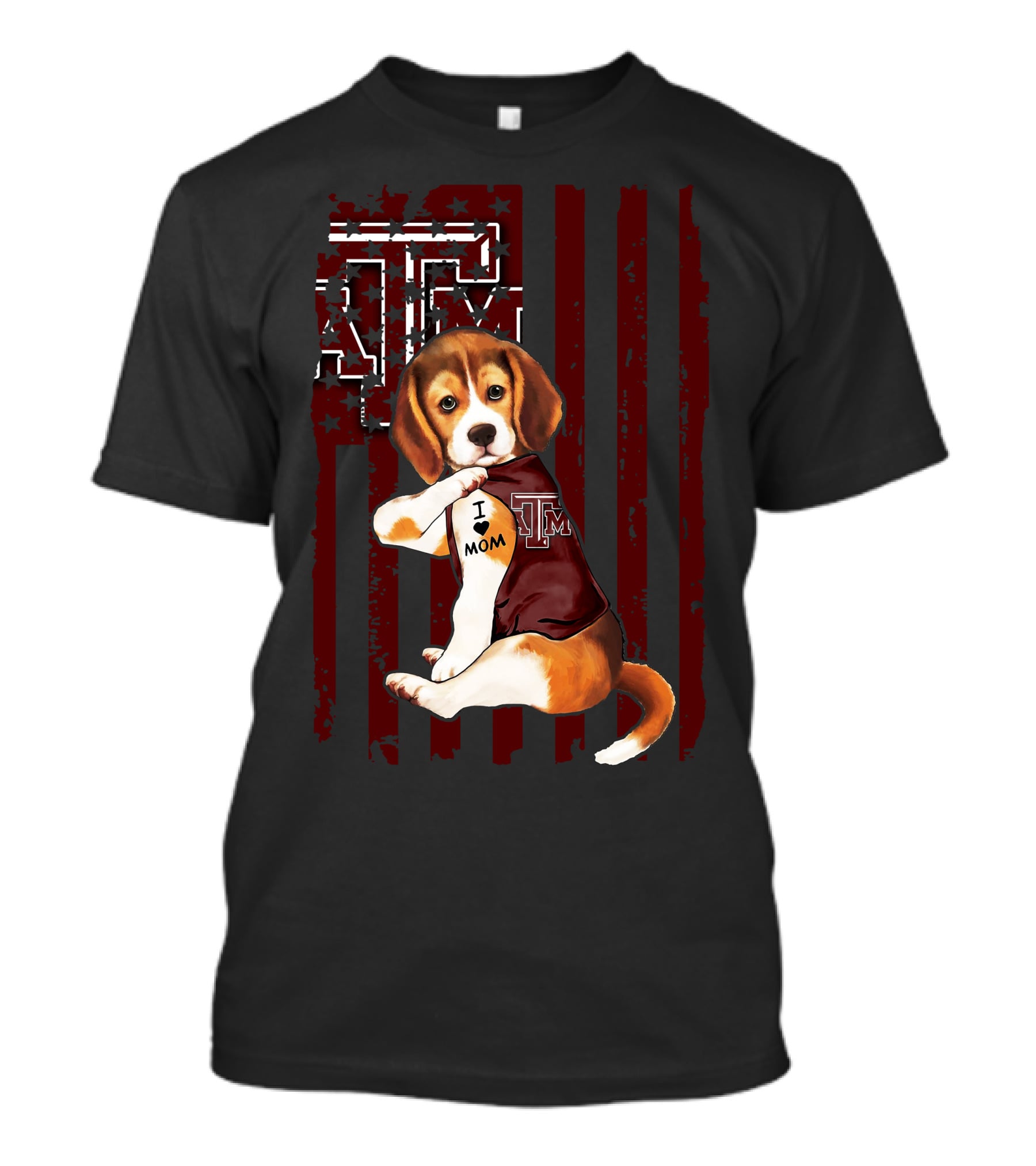 Texas A&M Aggies Beagle I Love Mom T-Shirt