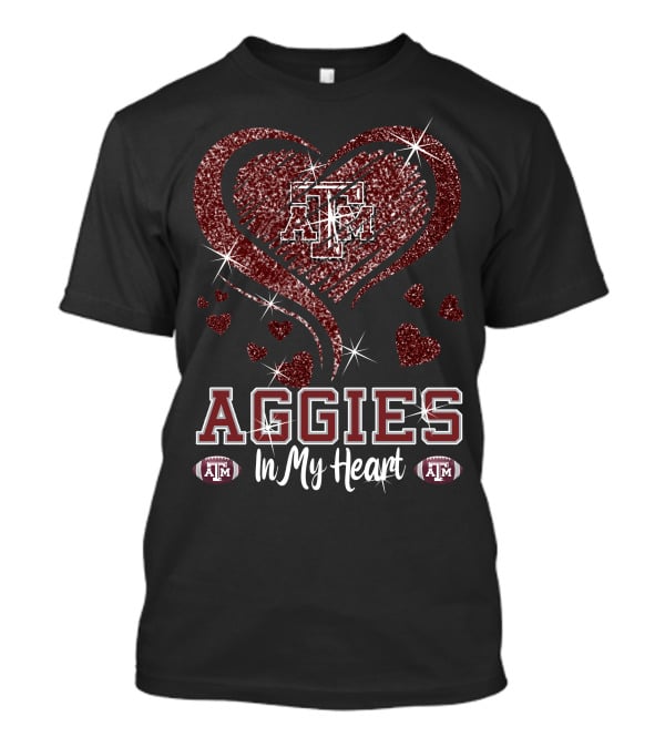 Aggies In My Heart Texas A&M Football Sparkling T-Shirt