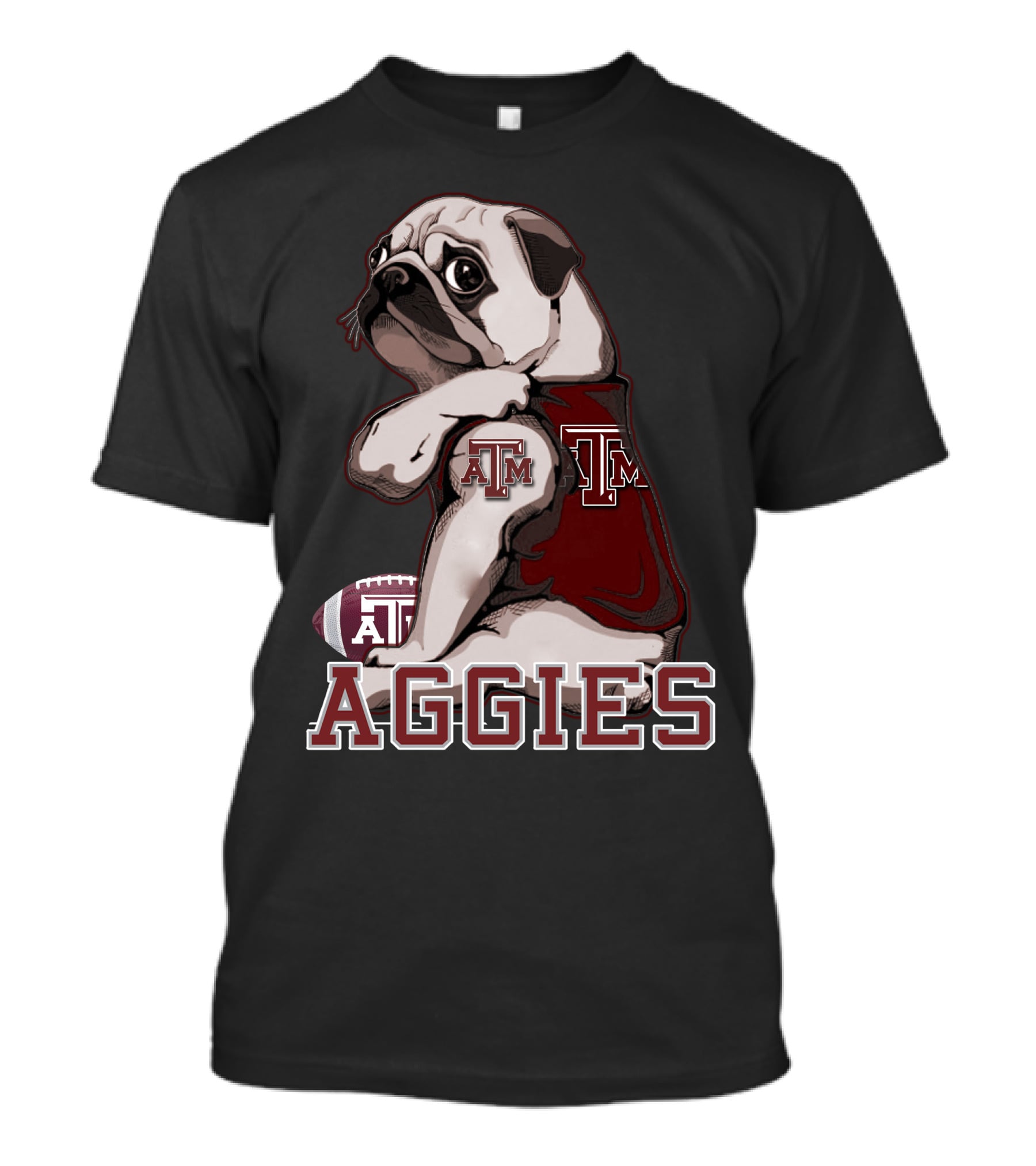 Pug Texas A&M Aggies Football Team Mascot T-Shirt
