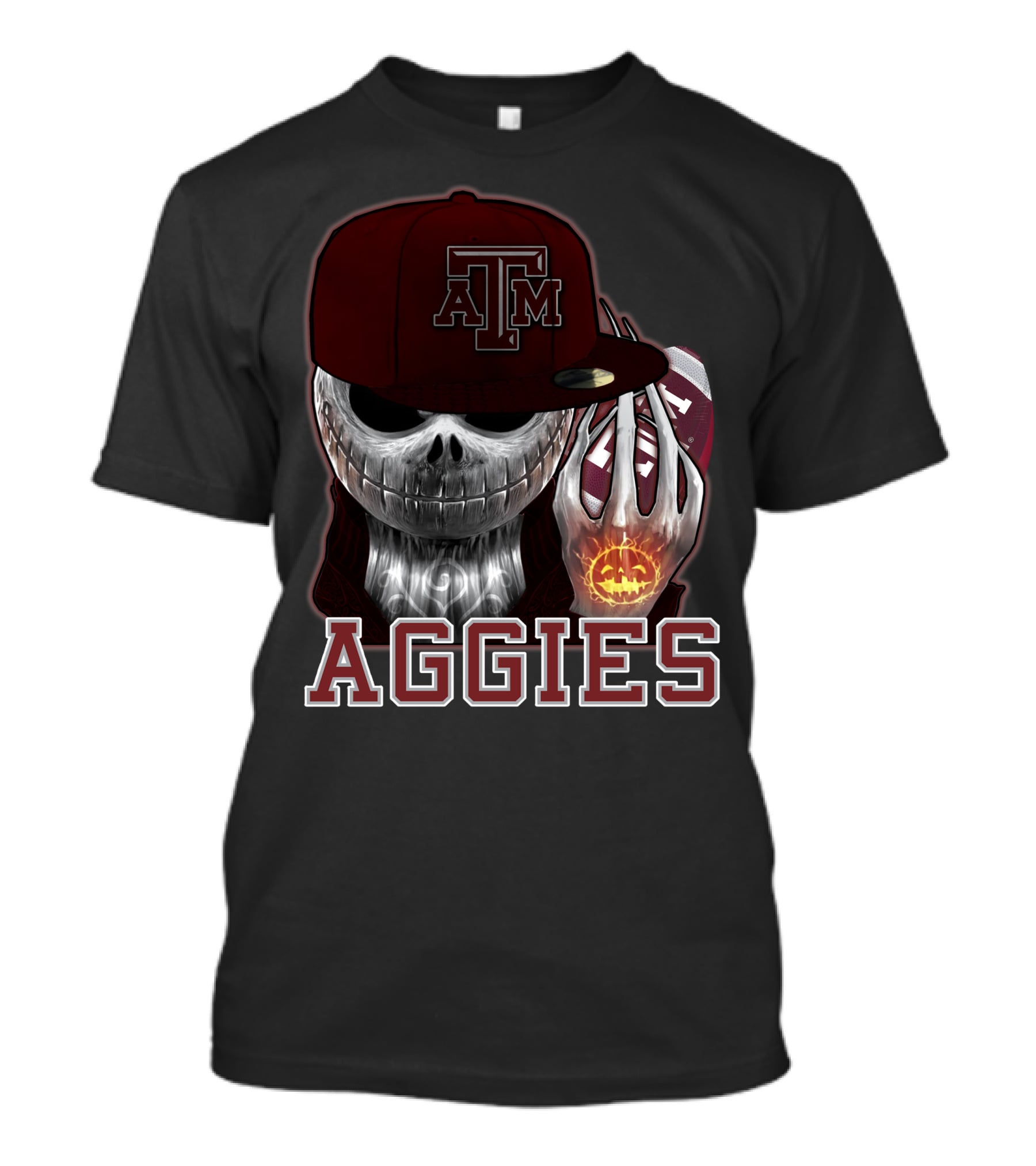 Jackskull Texas A&M Aggies Halloween Football T-Shirt