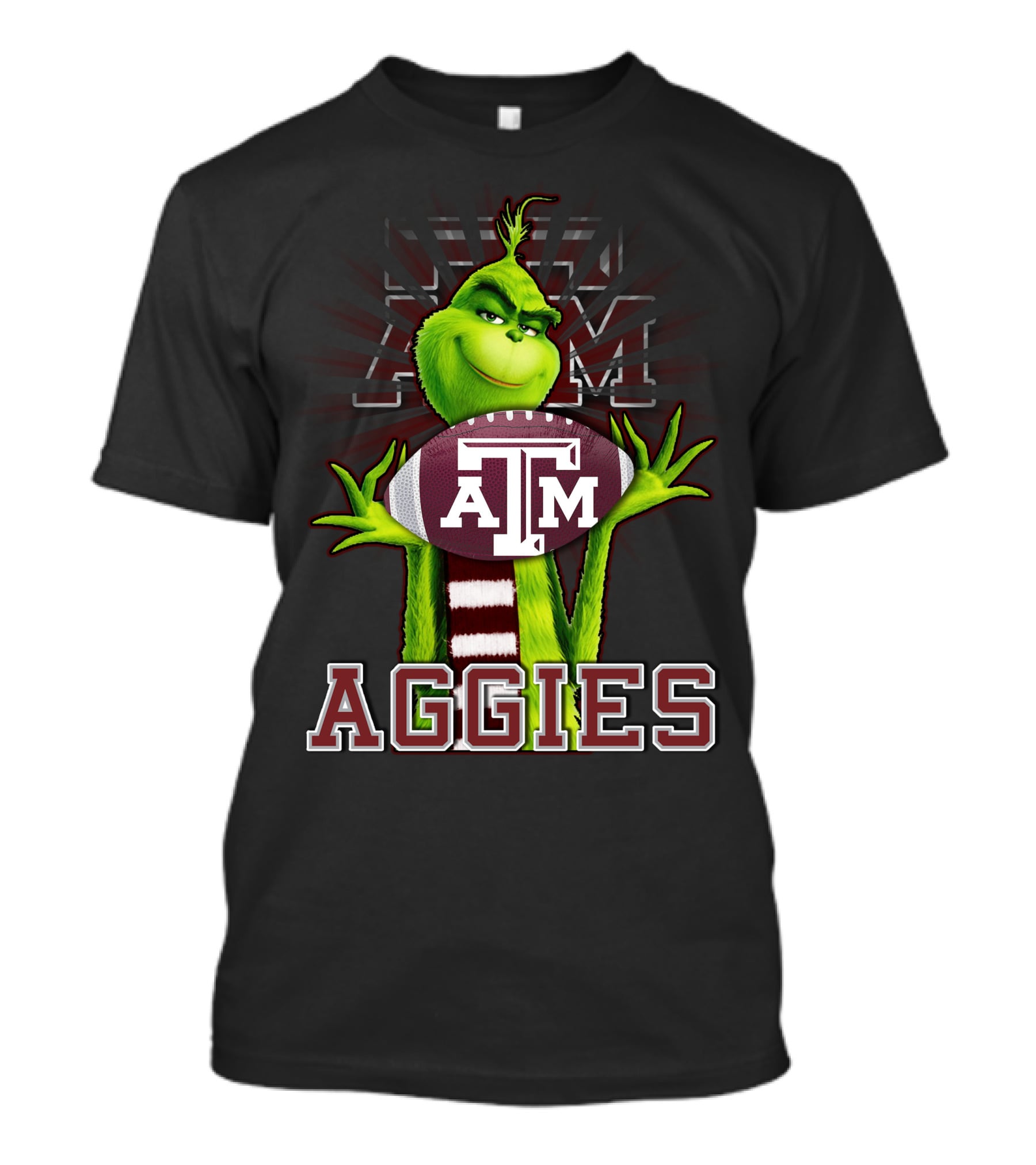 Grinch Texas A&M Aggies Holding Football With ATM T-Shirt