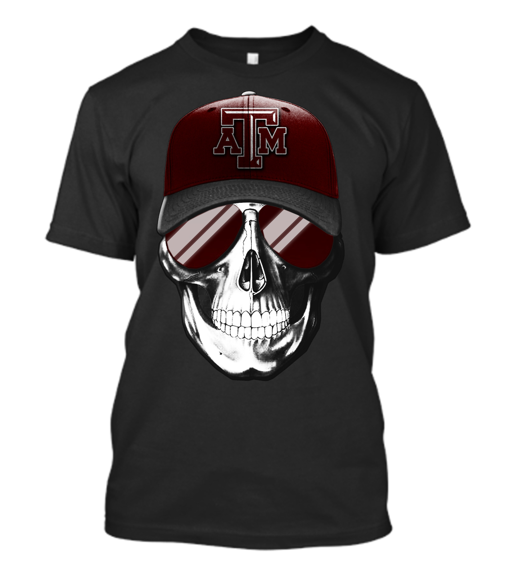 Texas A&M Aggies Skull With Hat And Sunglasses T-Shirt
