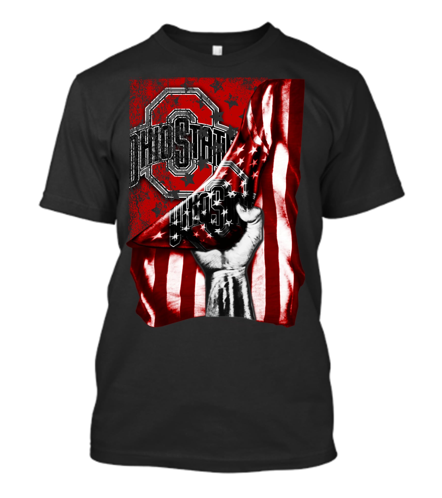 Ohio State Buckeyes American Flag Fist T-Shirt