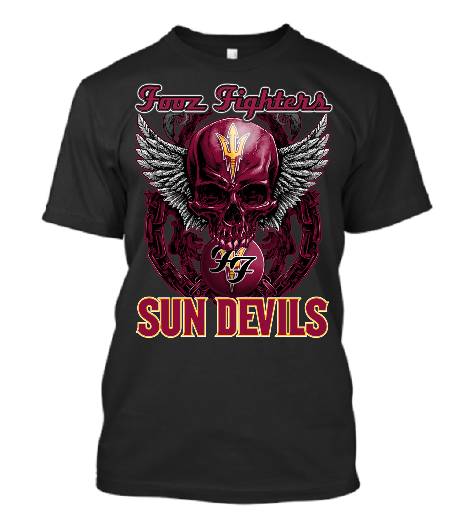 Fooz Fighters Sun Devils Skull Wings Chains T-Shirt
