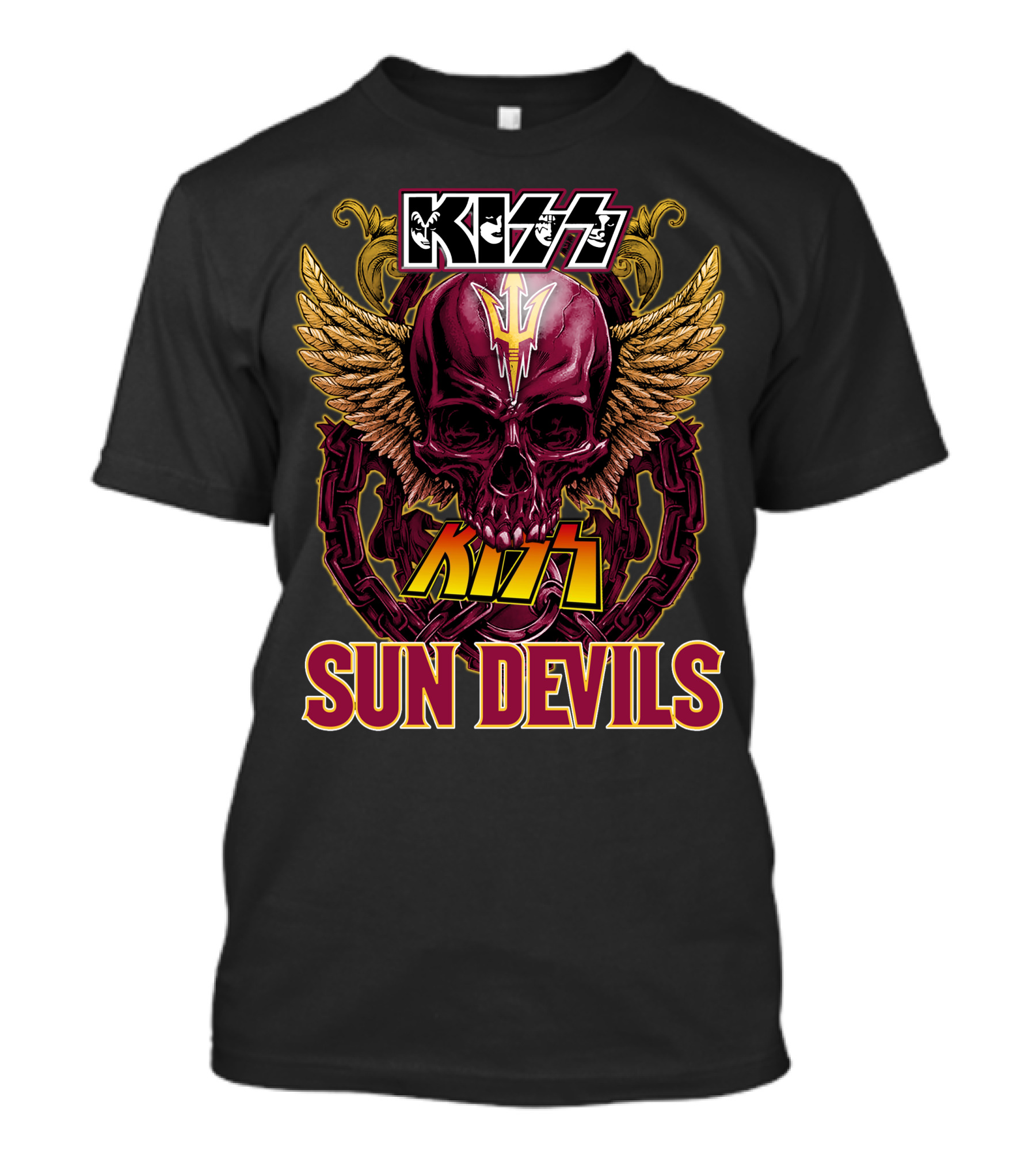 KISS Sun Devils Skull With Wings And Chain T-Shirt
