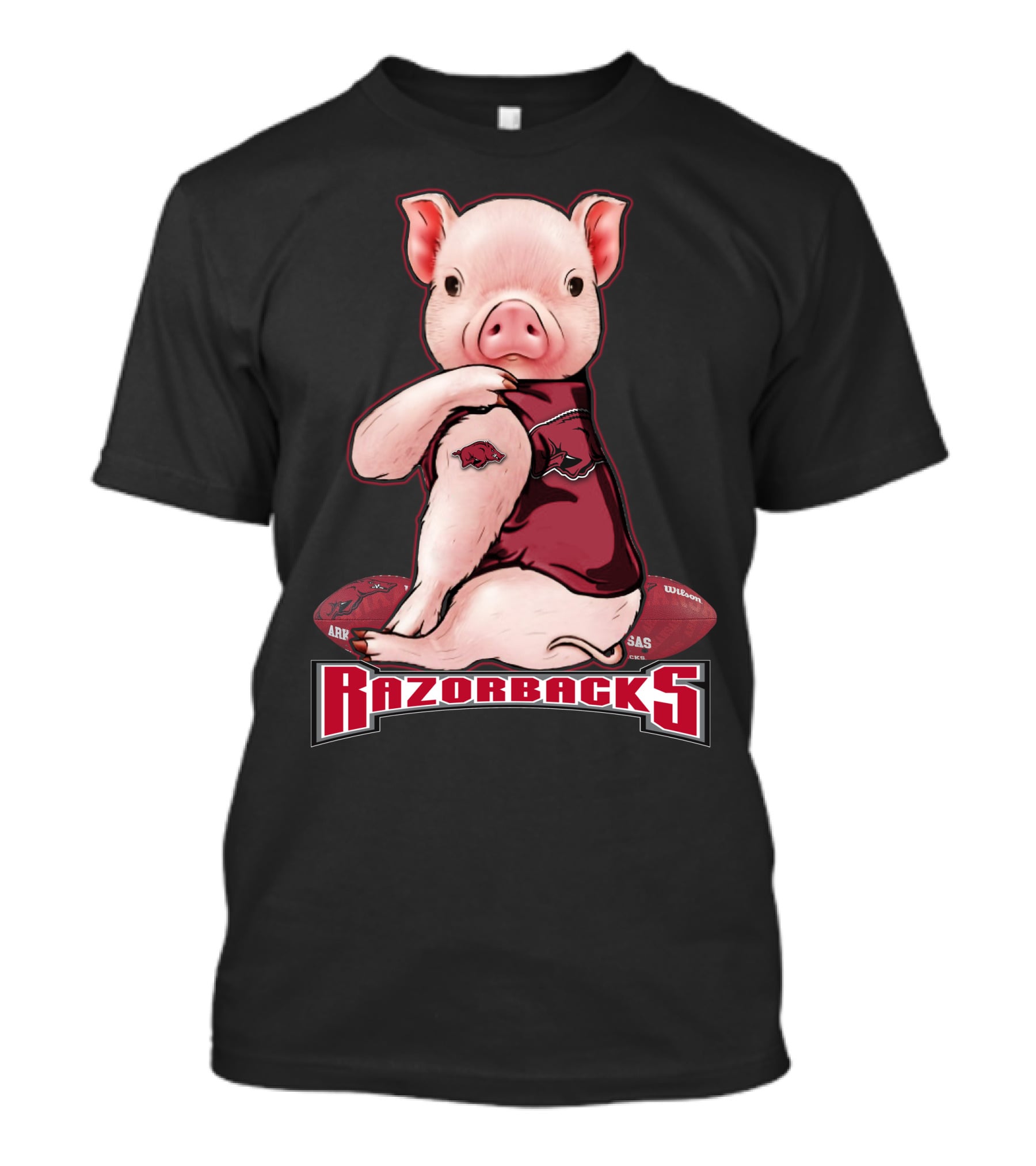 Arkansas Razorbacks Pig Football Mascot T-Shirt