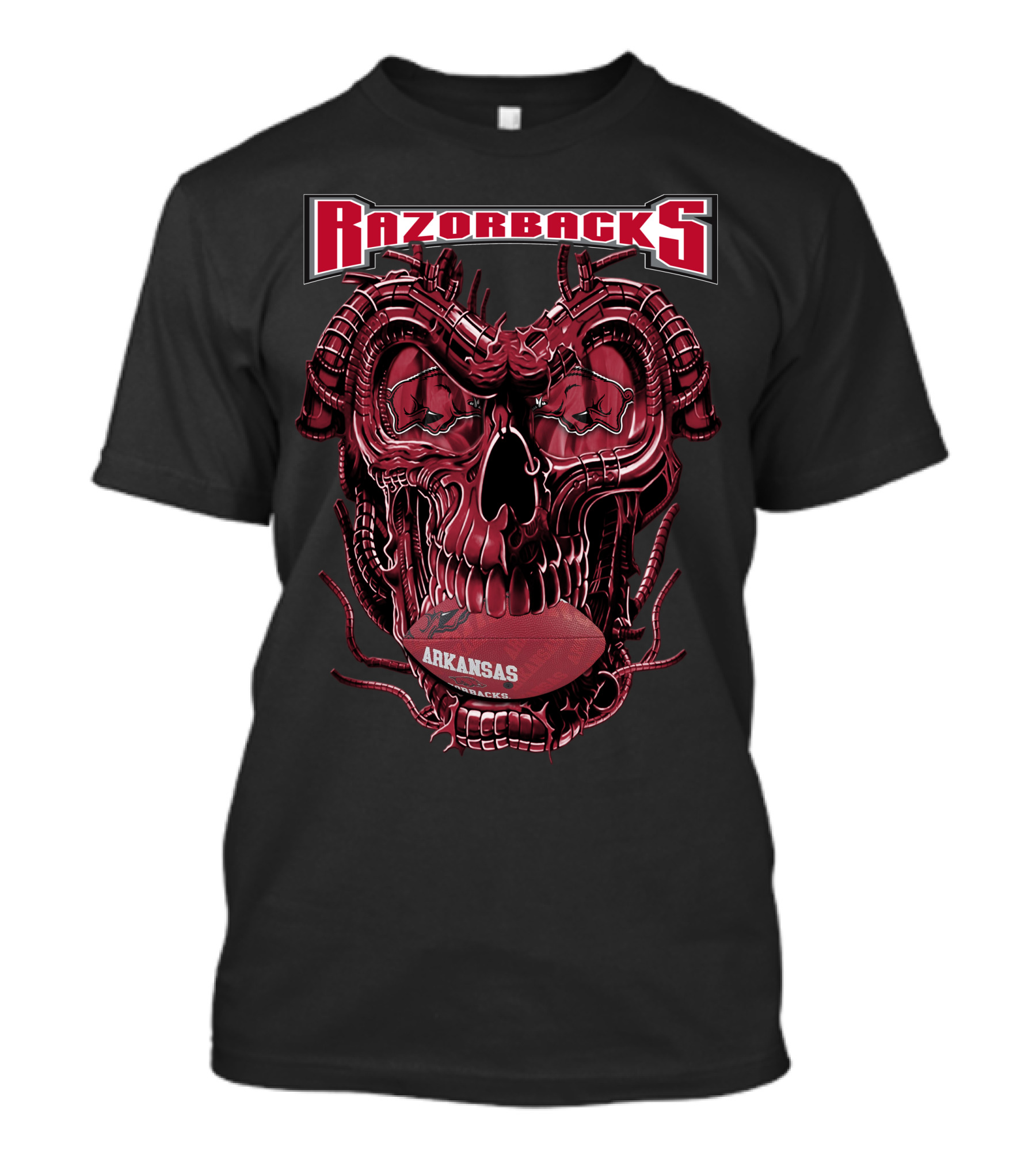 Razorbacks Arkansas Dragonskull Football T-Shirt