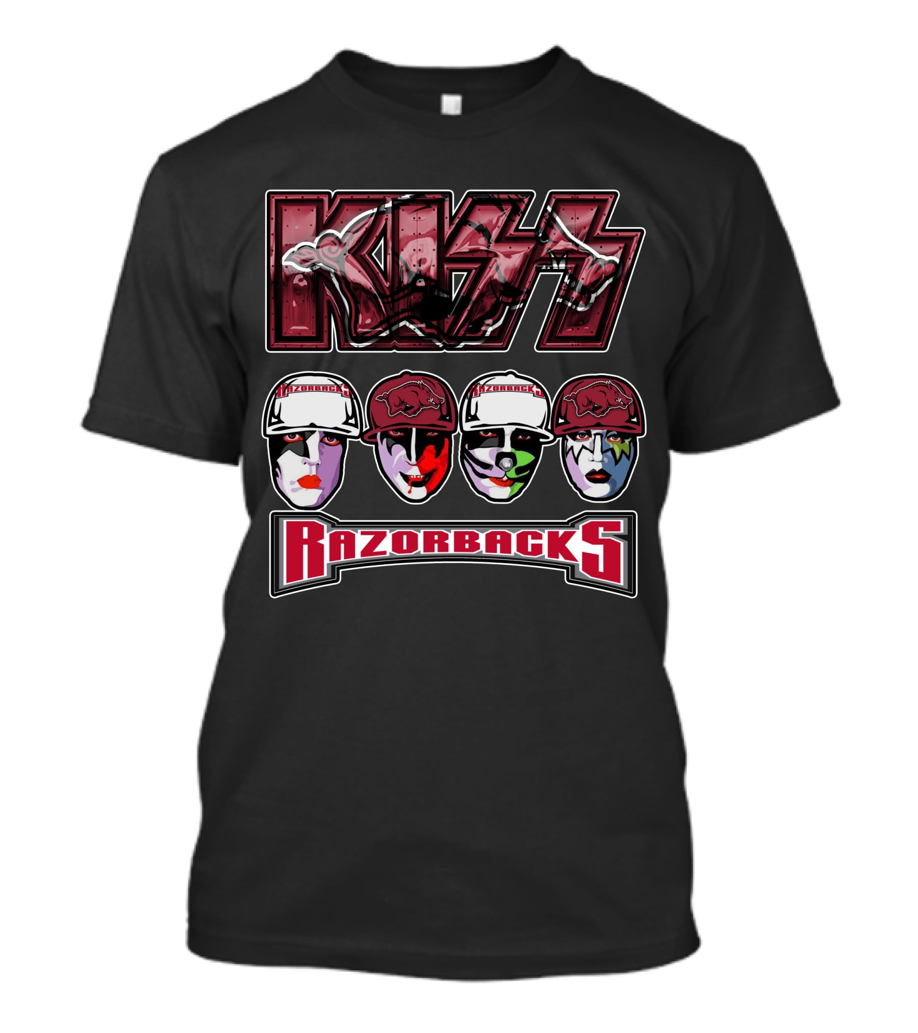 Kiss Arkansas Razorbacks Face Paint T-Shirt