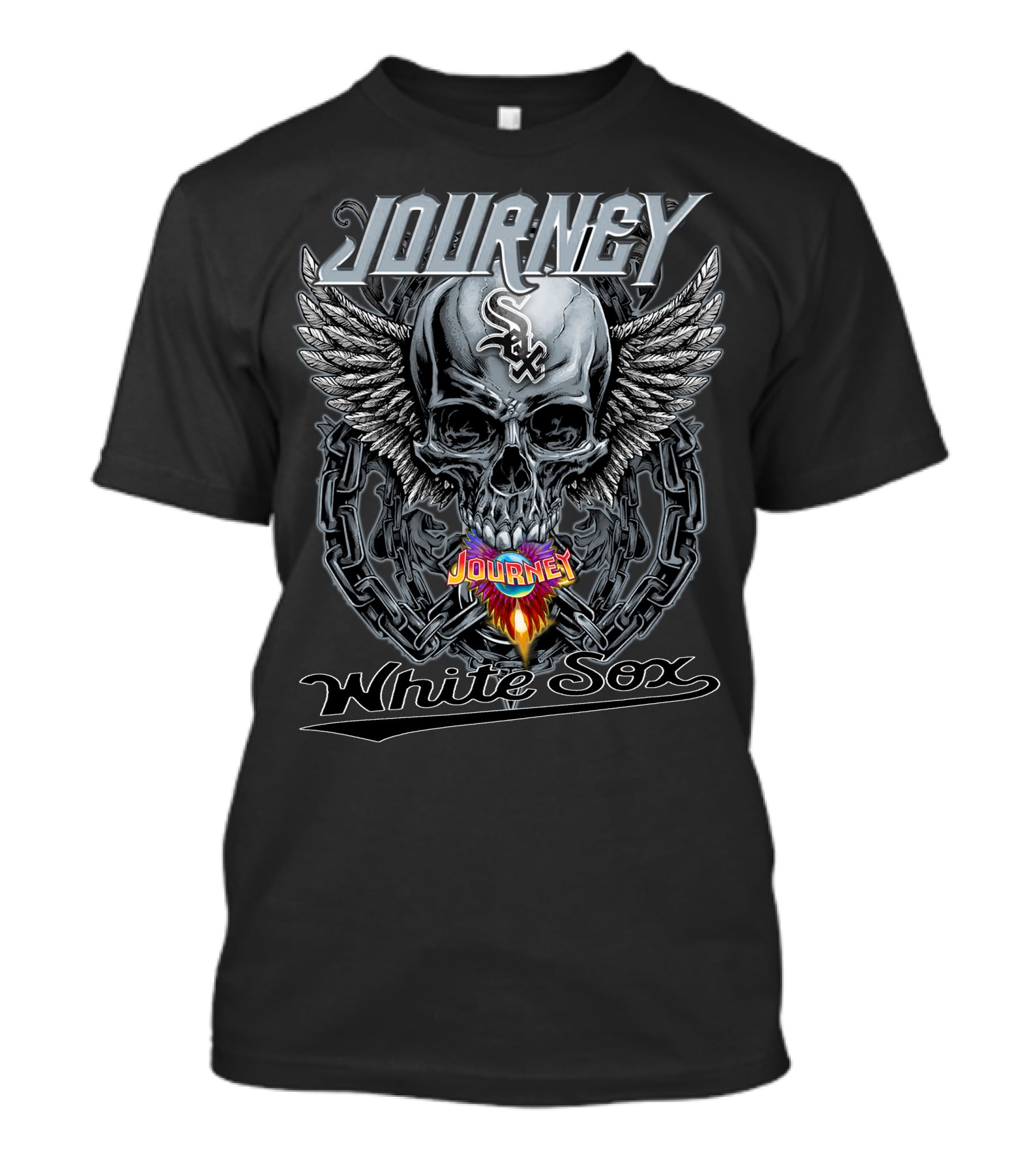 Journey Chicago White Sox Skull Chains Wings T-Shirt