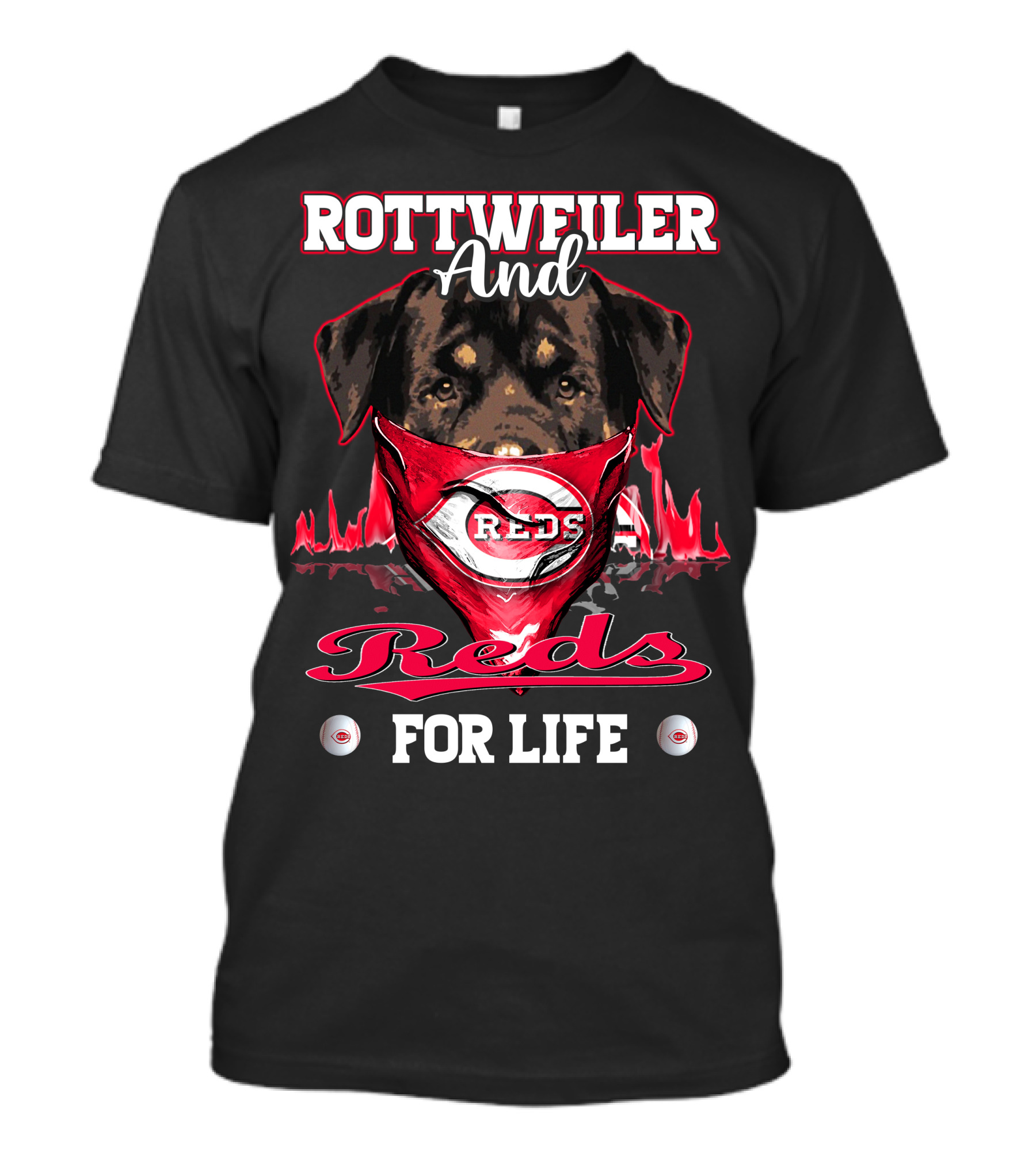 Rottweiler And Reds For Life Cincinnati Reds T-Shirt