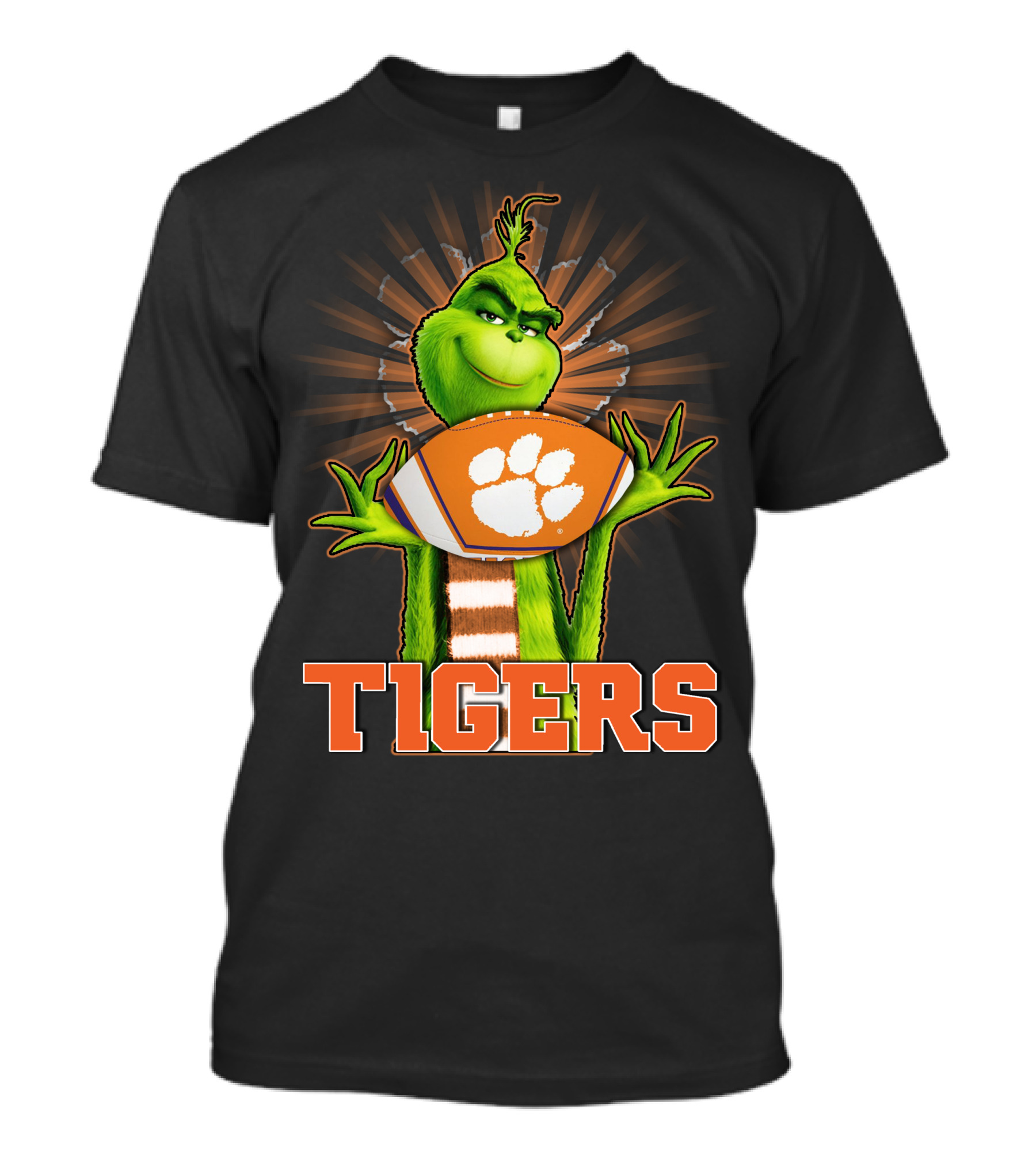 Grinch Holding Clemson Tigers Football T-Shirt