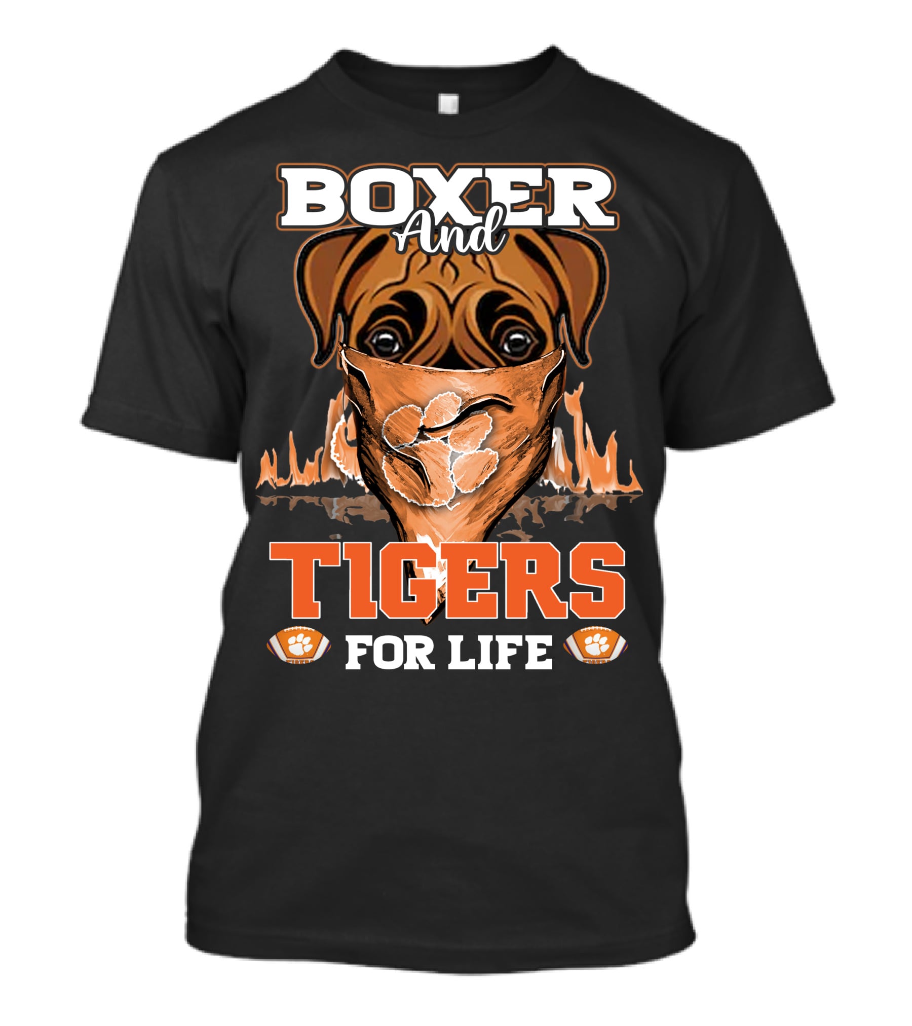 Boxer And Tigers For Life Clemson T-Shirt