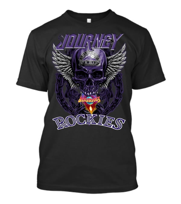 Journey Colorado Rockies Skull With Wings And Chains T-Shirt