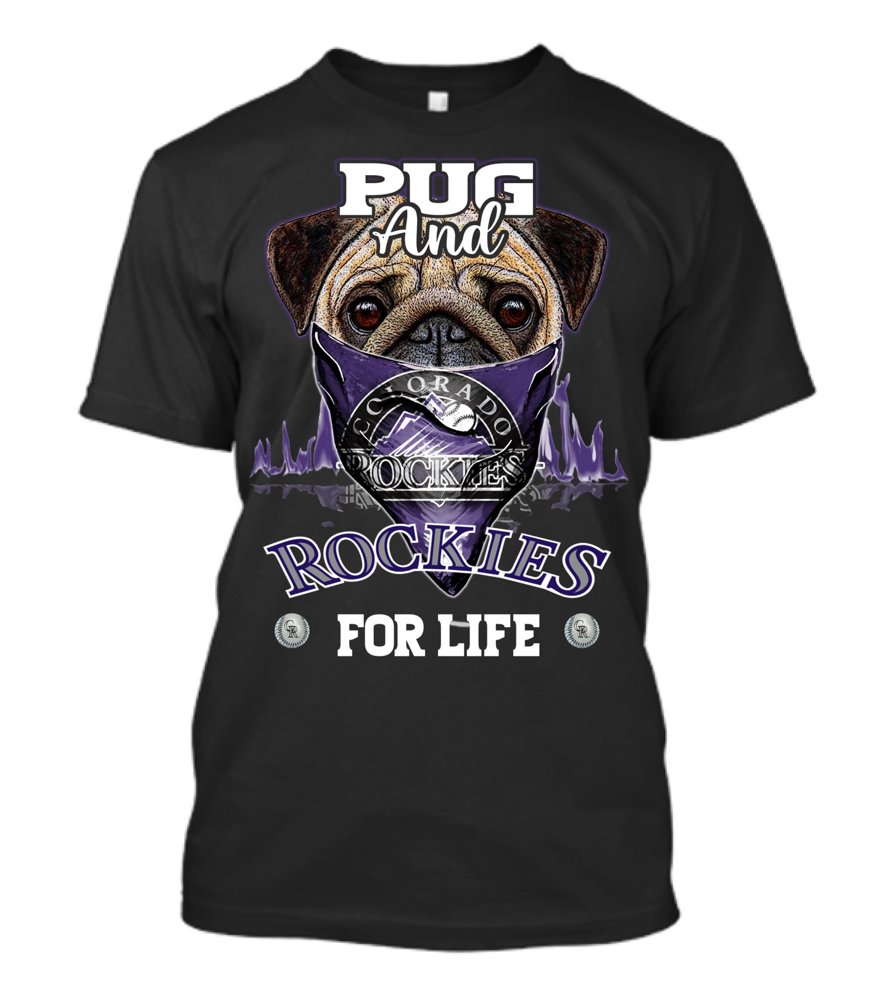 Pug And Colorado Rockies For Life T-Shirt