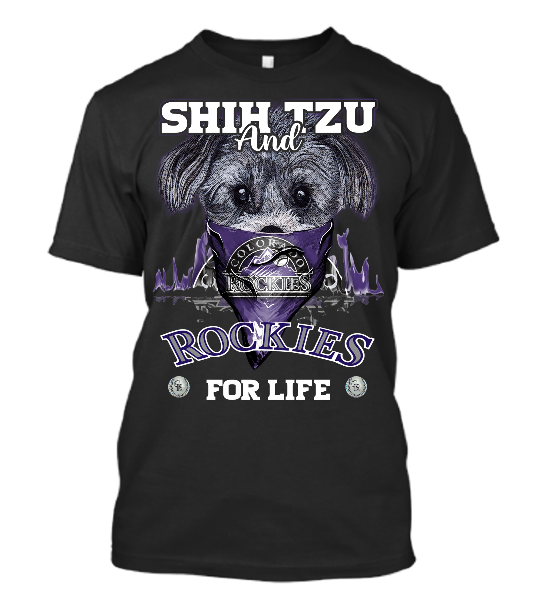 Shih Tzu And Colorado Rockies For Life T-Shirt