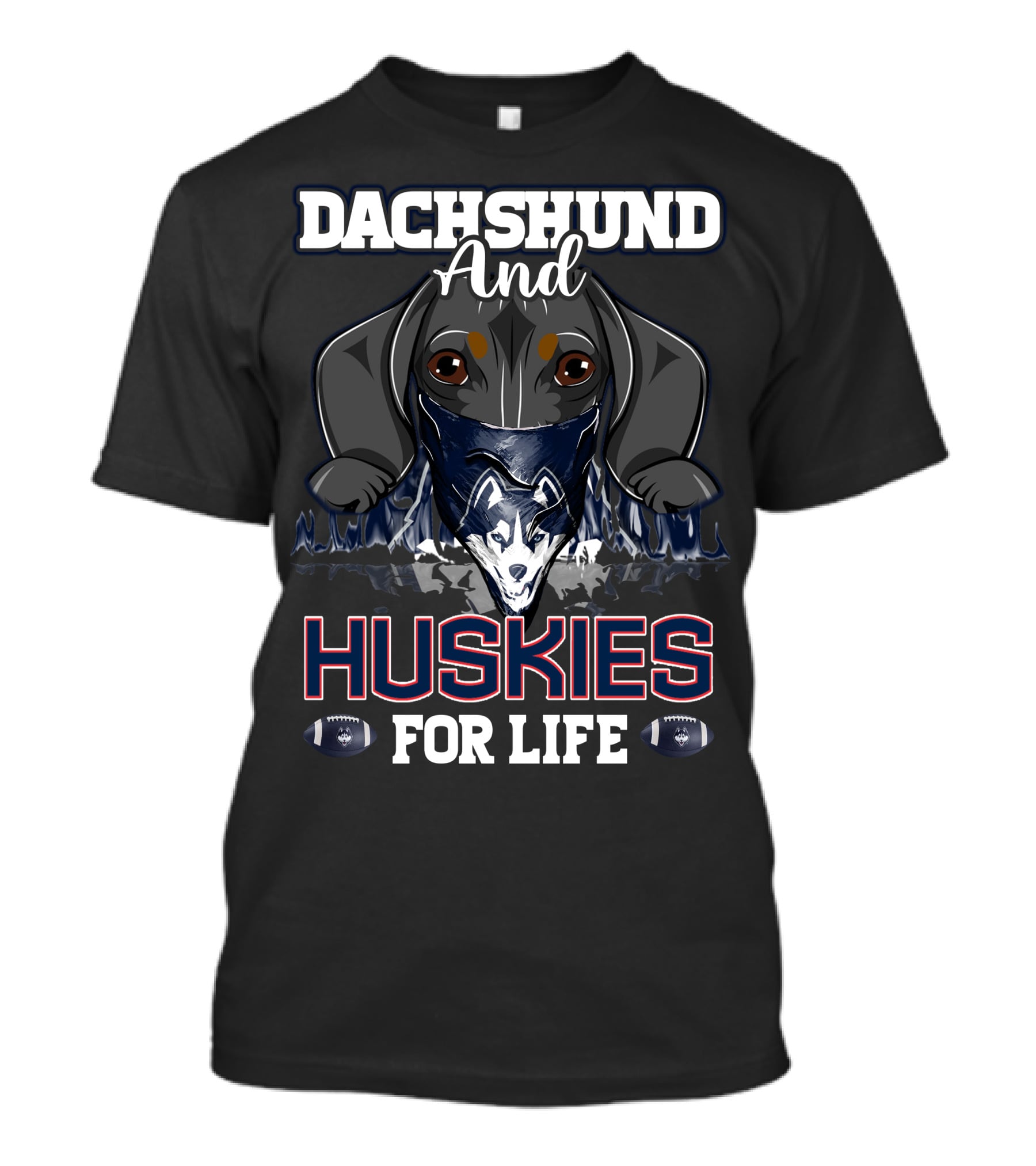 Dachshund And Huskies For Life Connecticut Football T-Shirt