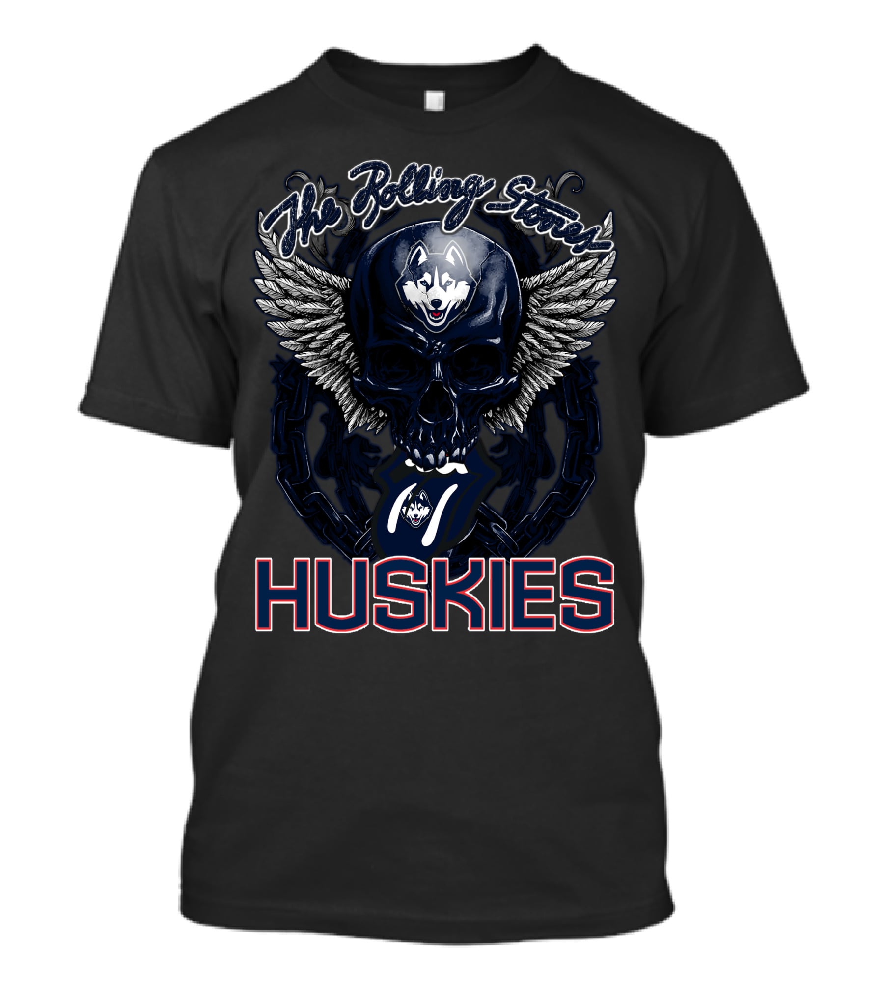 The Rolling Stones Huskies Skull With Wings And Chains T-Shirt