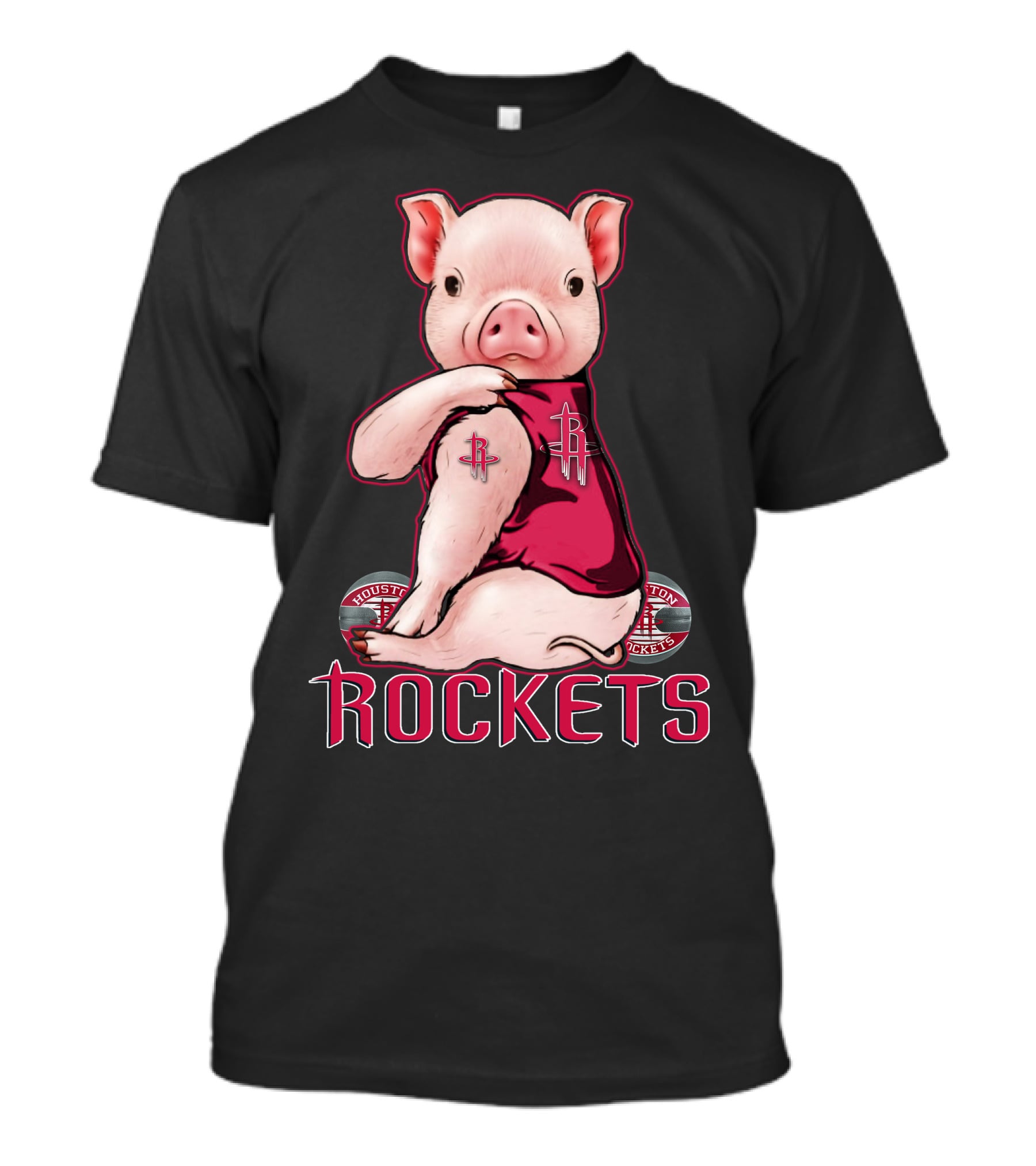 Pig In Houston Rockets Jersey With Rockets T-Shirt