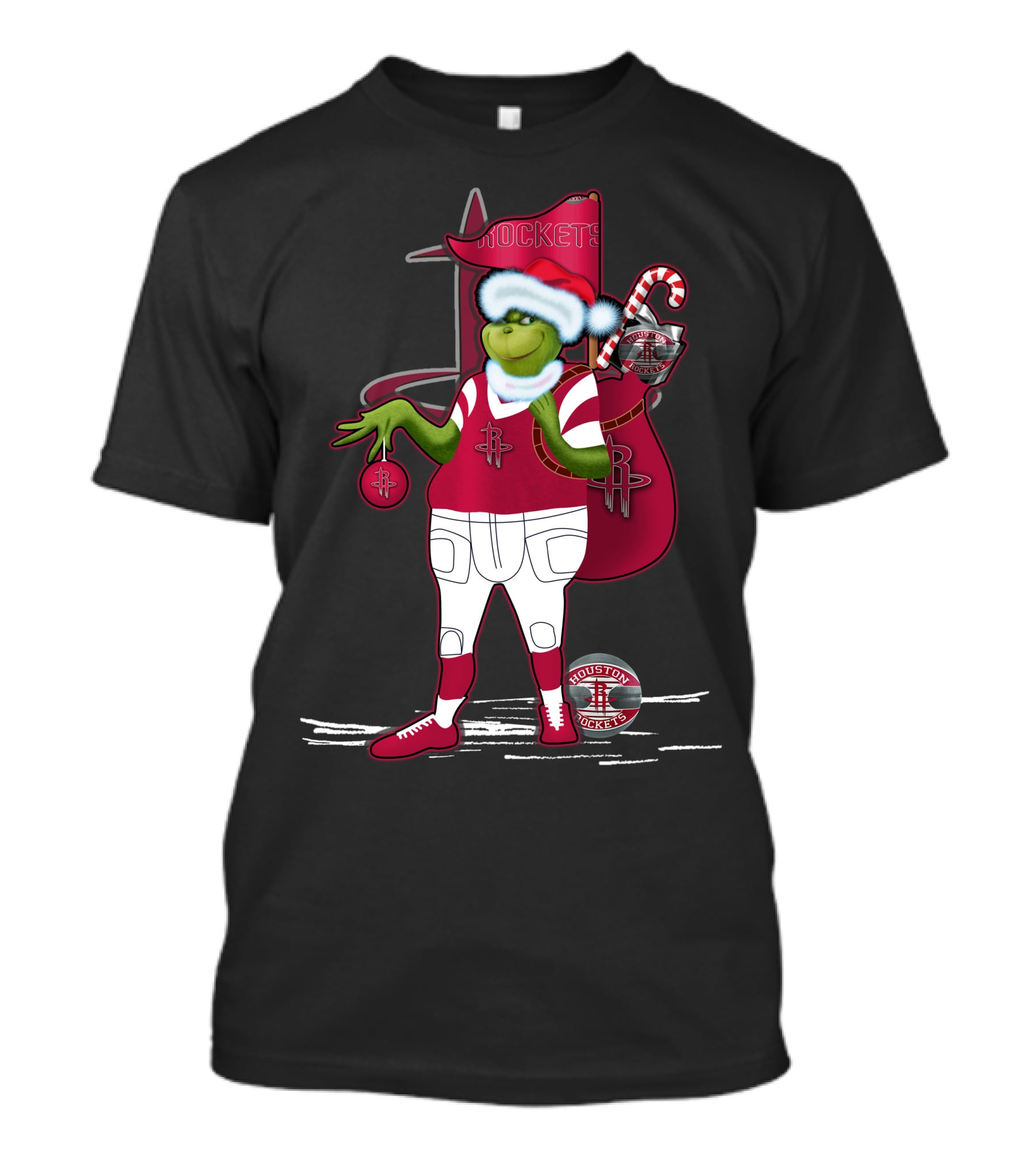 Grinchxmas Houston Rockets Holiday Santa Basketball T-Shirt