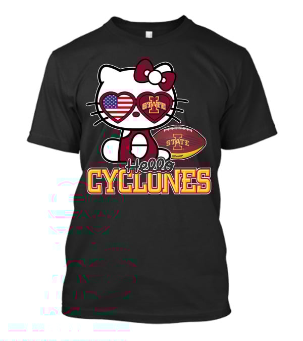 Hello Kitty Iowa State Cyclones Football American Flag T-Shirt
