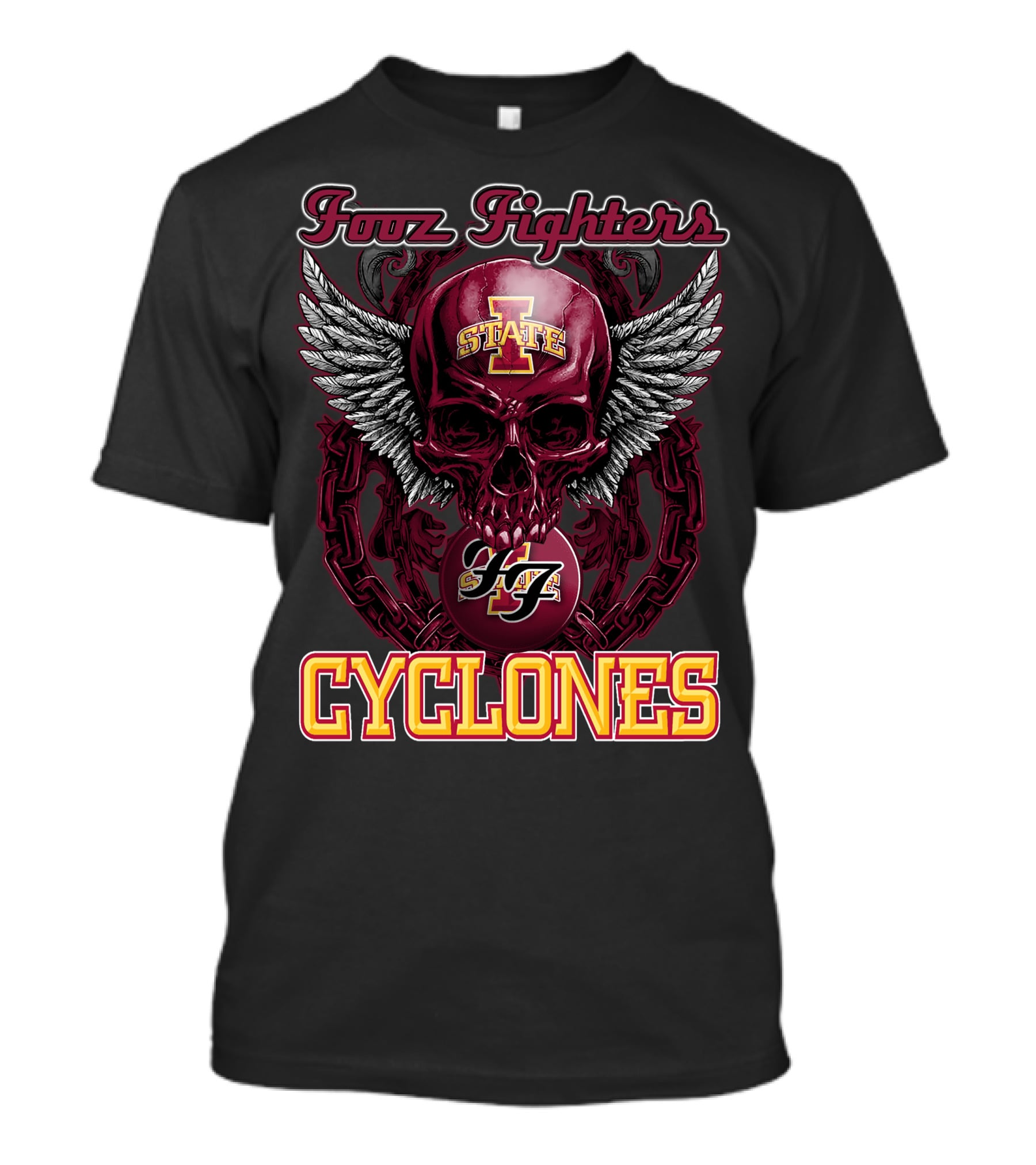 Iowa State Foo Fighters Cyclones Winged Skull T-Shirt