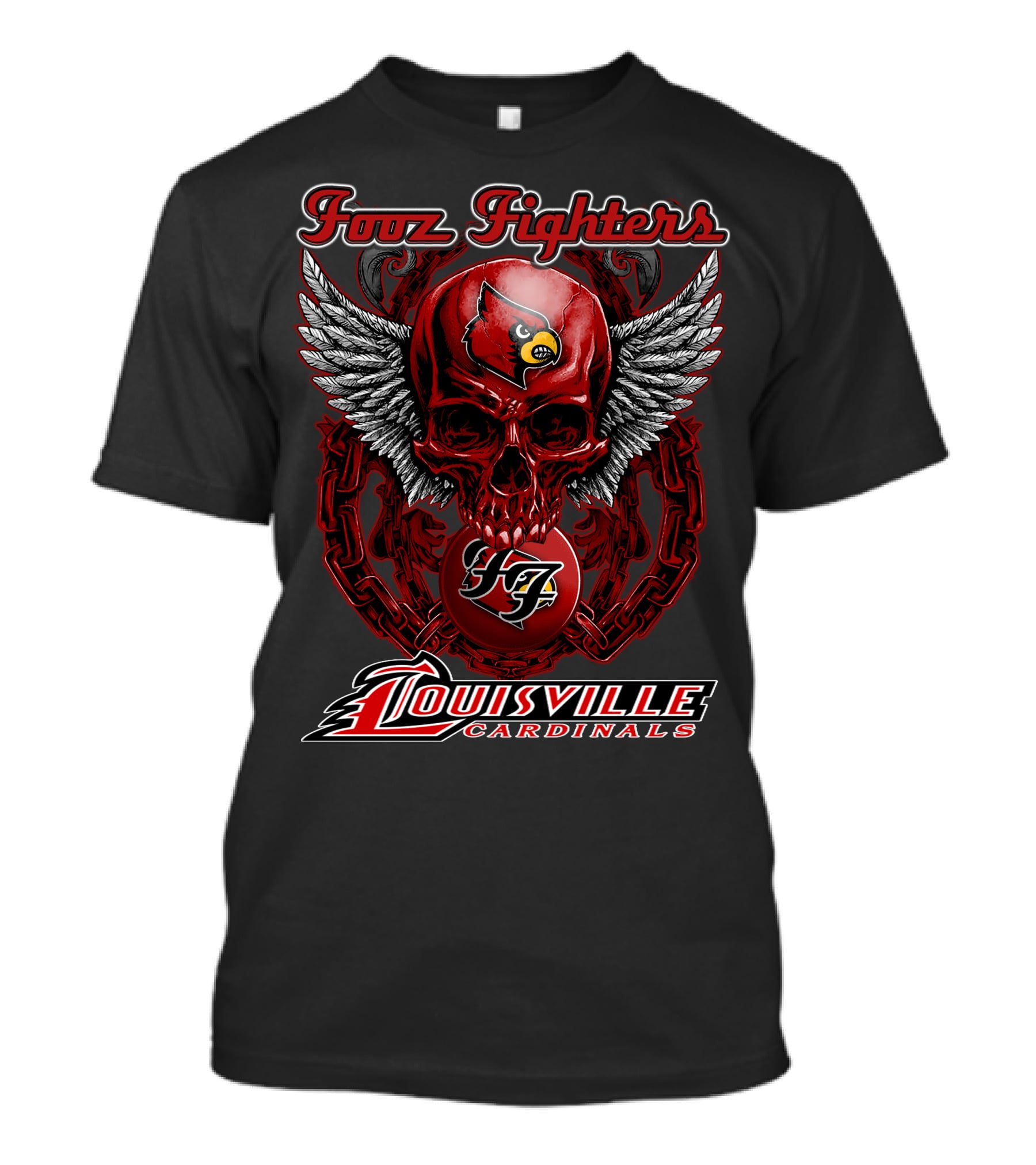Foo Fighters Louisville Cardinals Wings Skull 47 T-Shirt