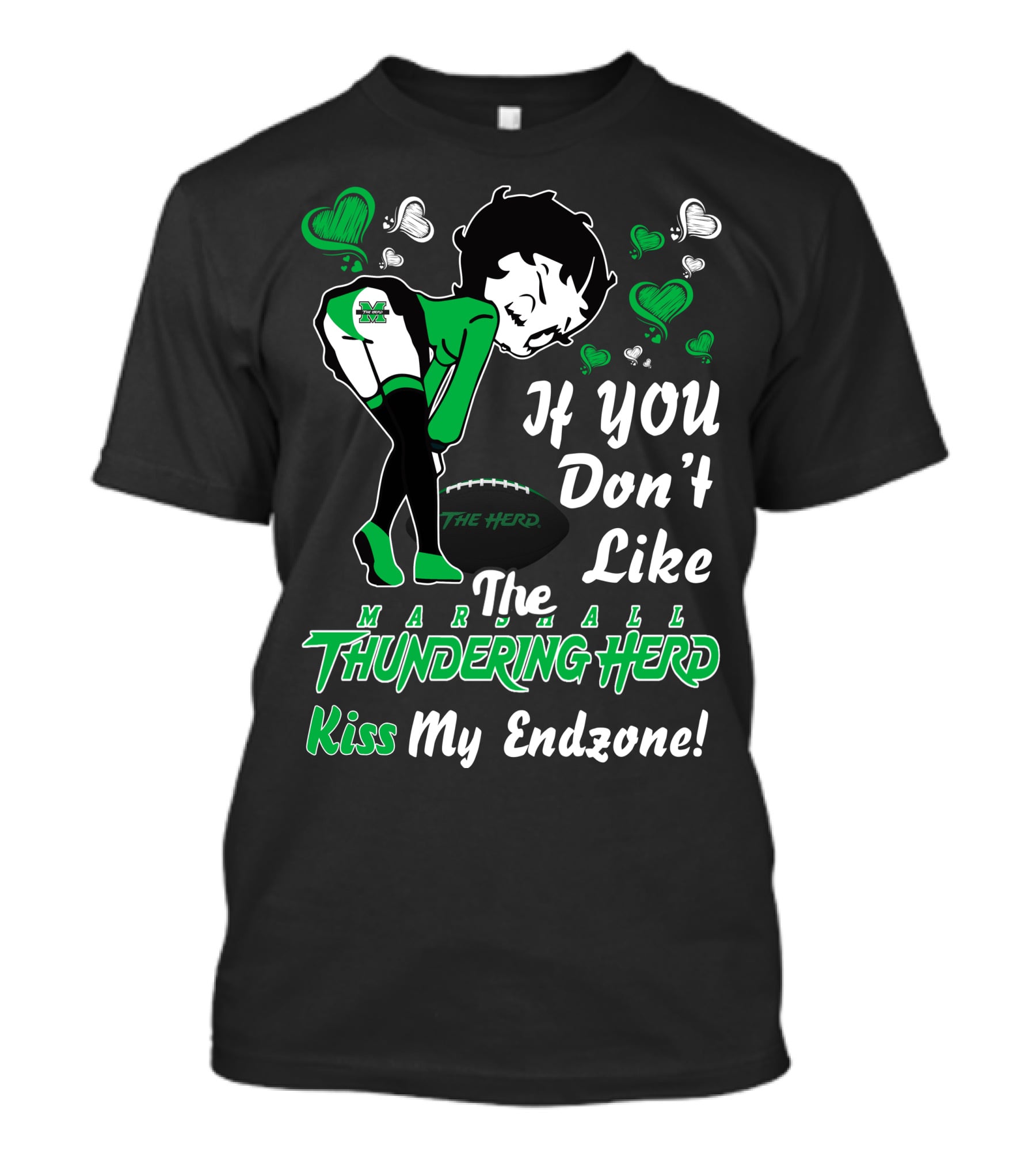 Betty Boop If You Don't Like Marshall Thundering Herd Kiss My Endzone T-Shirt