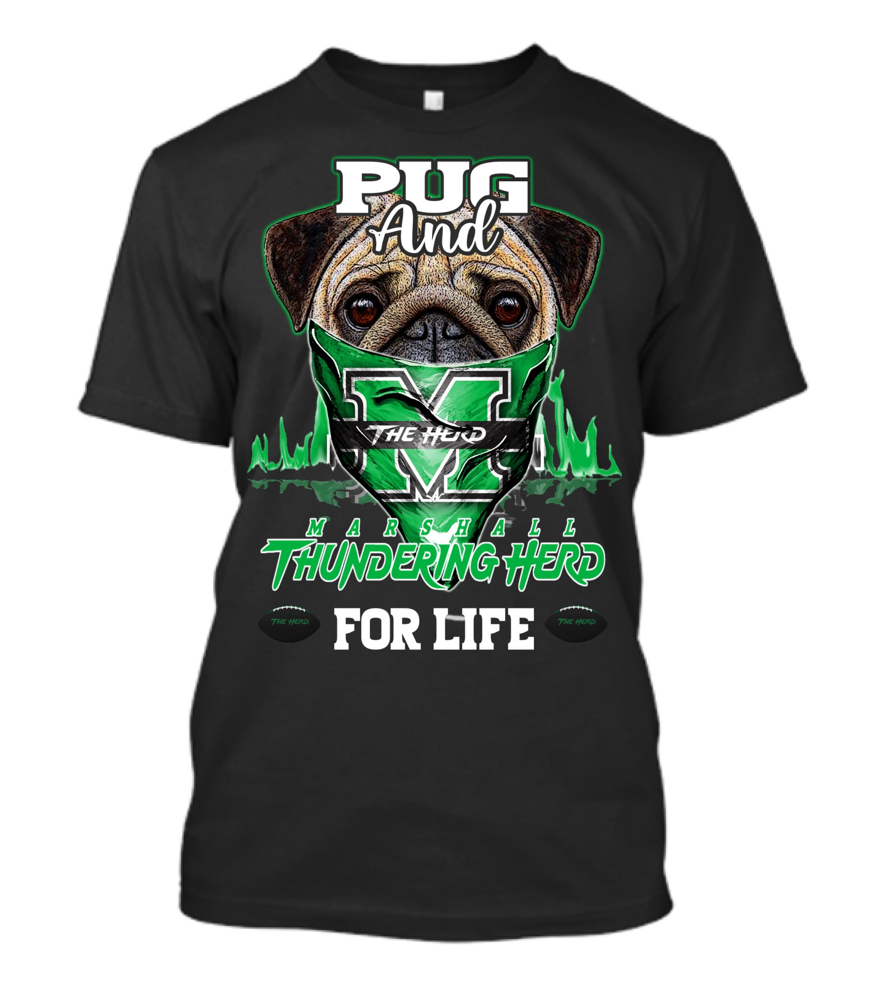 Pug And Marshall Thundering Herd For Life The Herd T-Shirt
