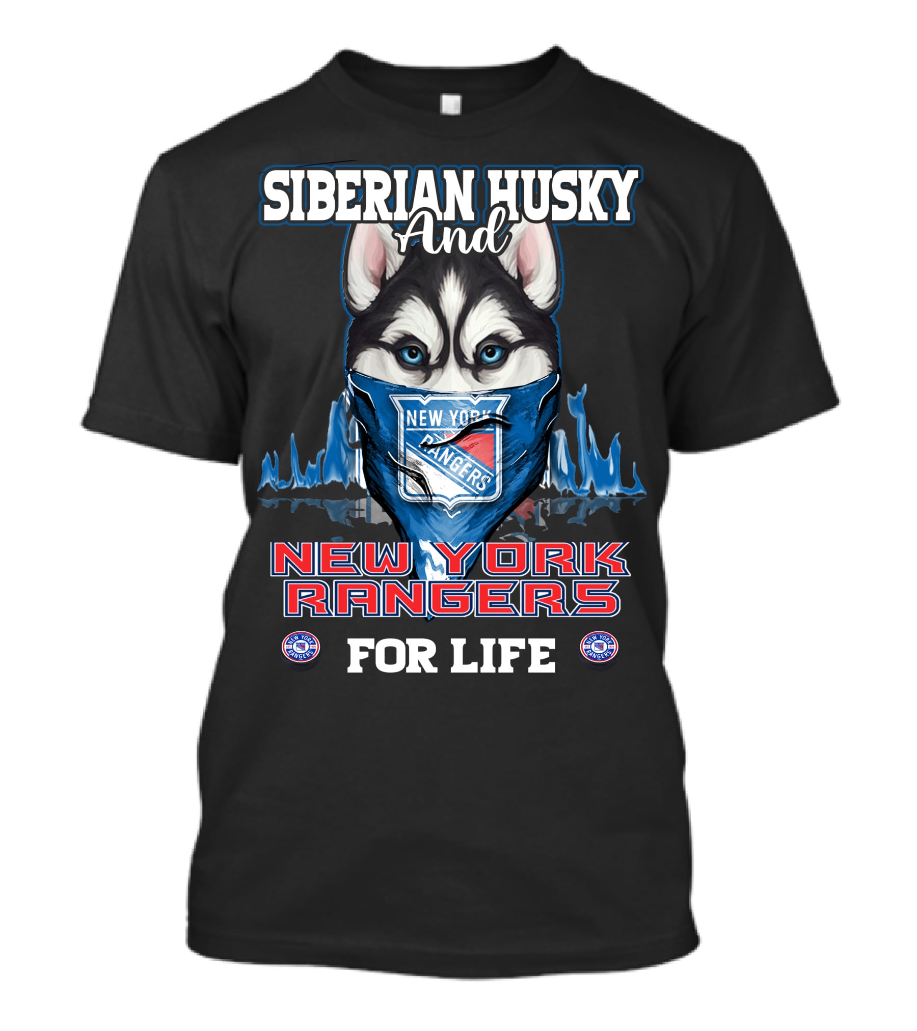 Siberian Husky And New York Rangers For Life T-Shirt