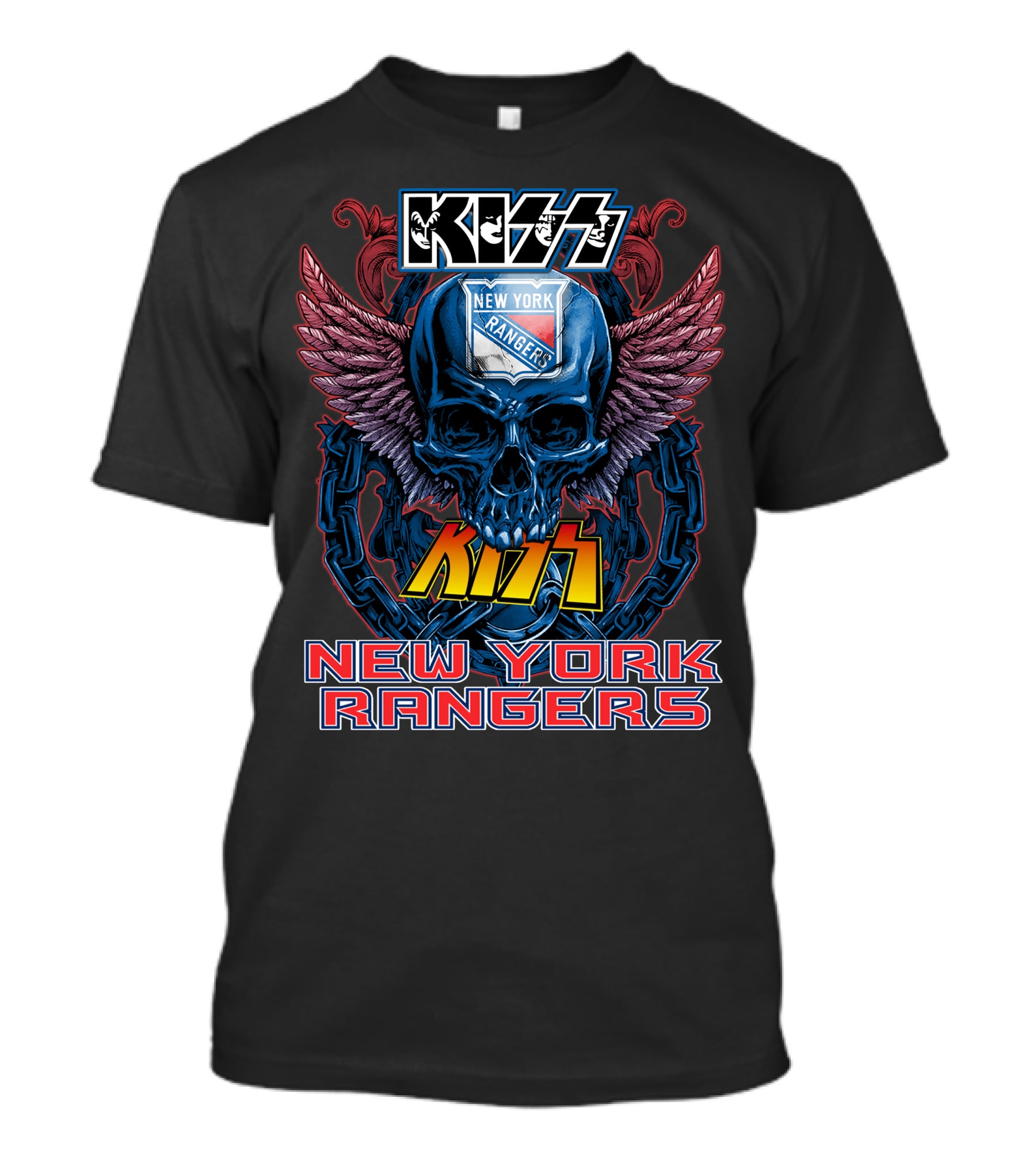 Kiss New York Rangers Skull Wings T-Shirt